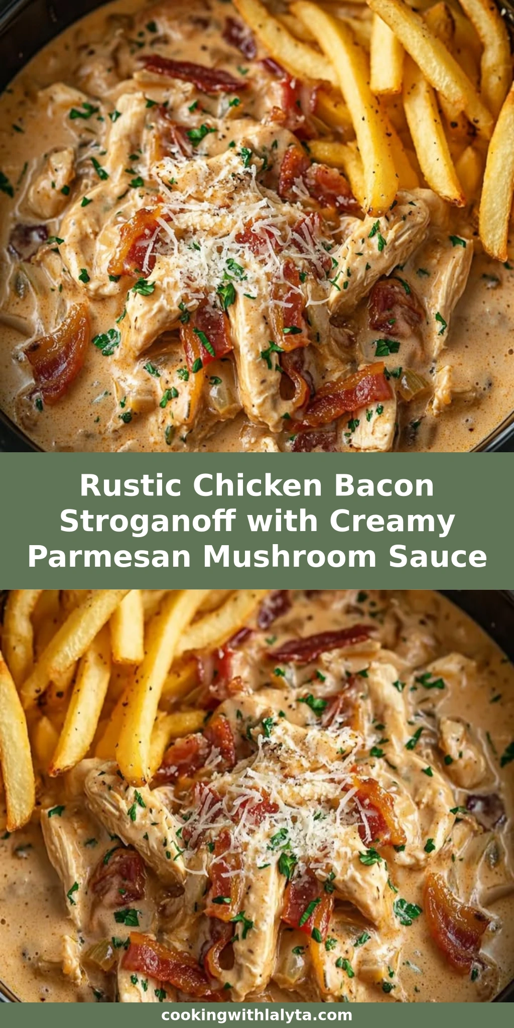 Rustic Chicken Bacon Stroganoff with Creamy Parmesan Mushroom Sauce