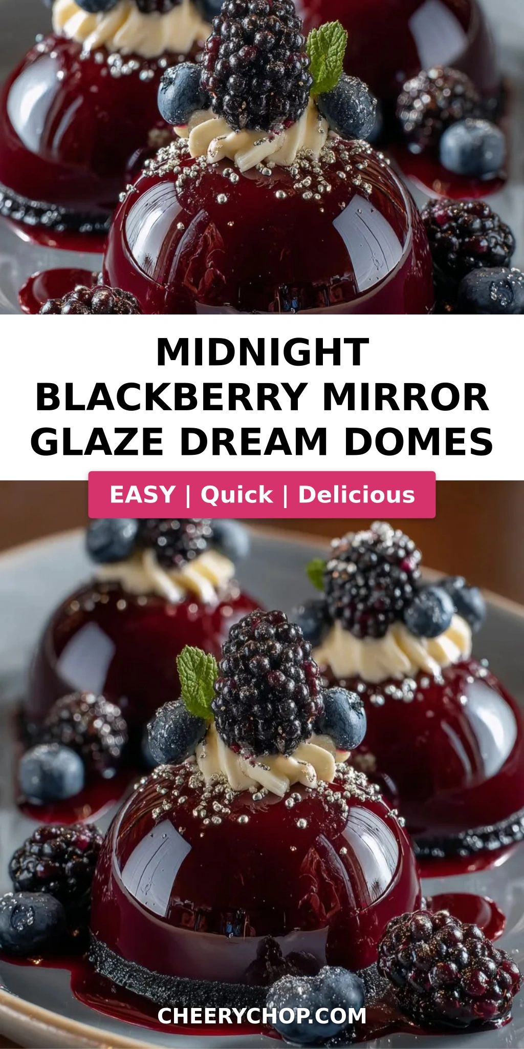 Midnight Blackberry Mirror Glaze Dream Domes