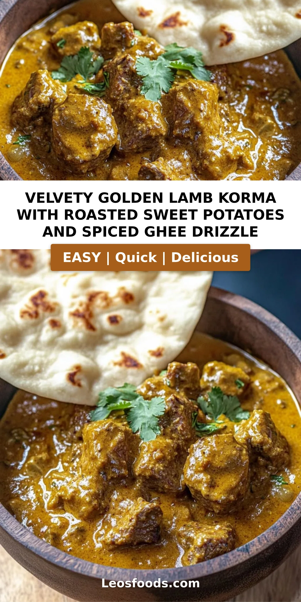 Velvety Golden Lamb Korma with Roasted Sweet Potatoes and Spiced Ghee Drizzle