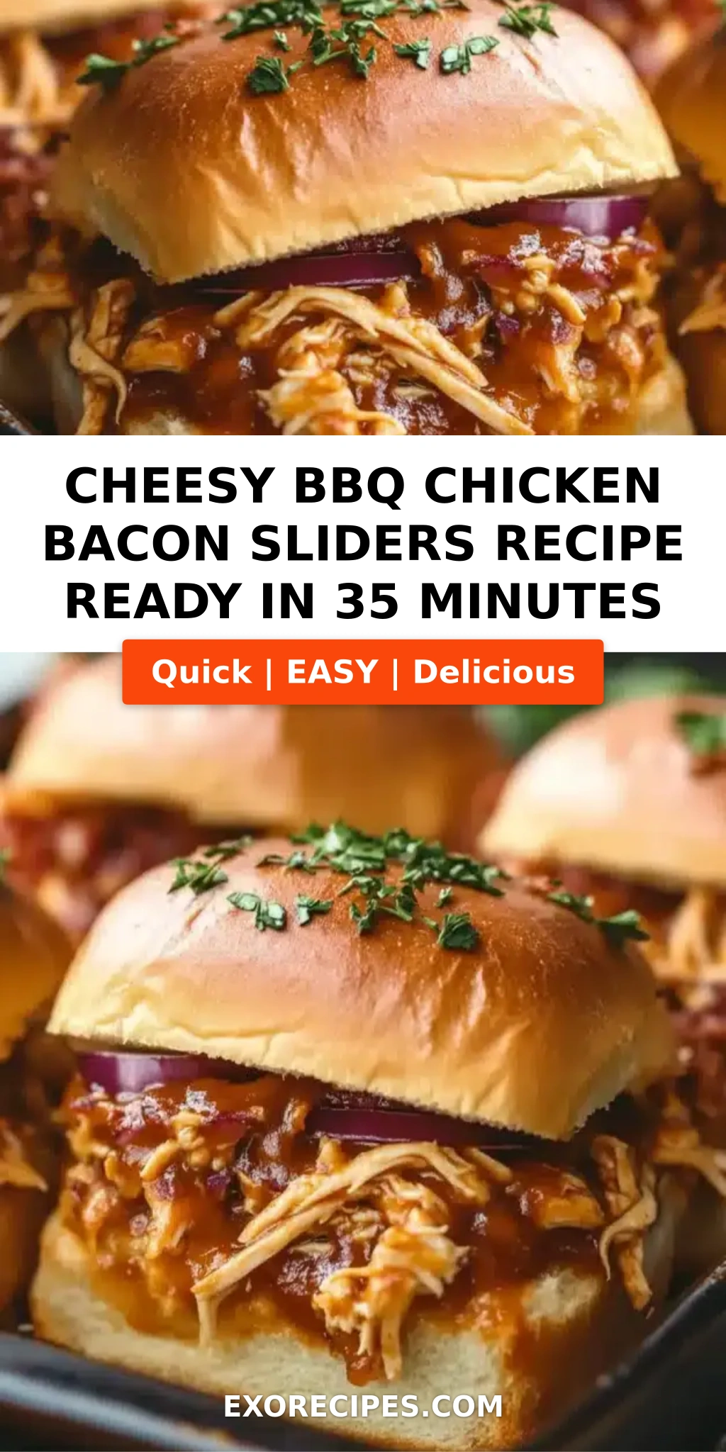 Cheesy BBQ Chicken Bacon Sliders
