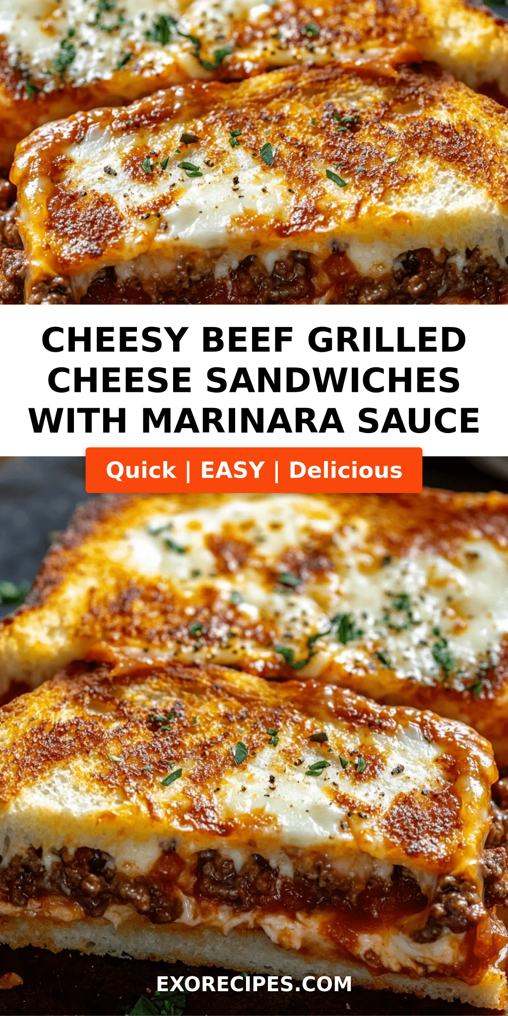 Cheesy Beef Grilled Cheese Sandwiches with Marinara Sauce