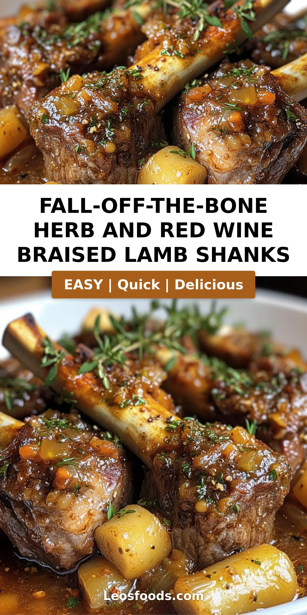 Fall-Off-The-Bone Herb and Red Wine Braised Lamb Shanks