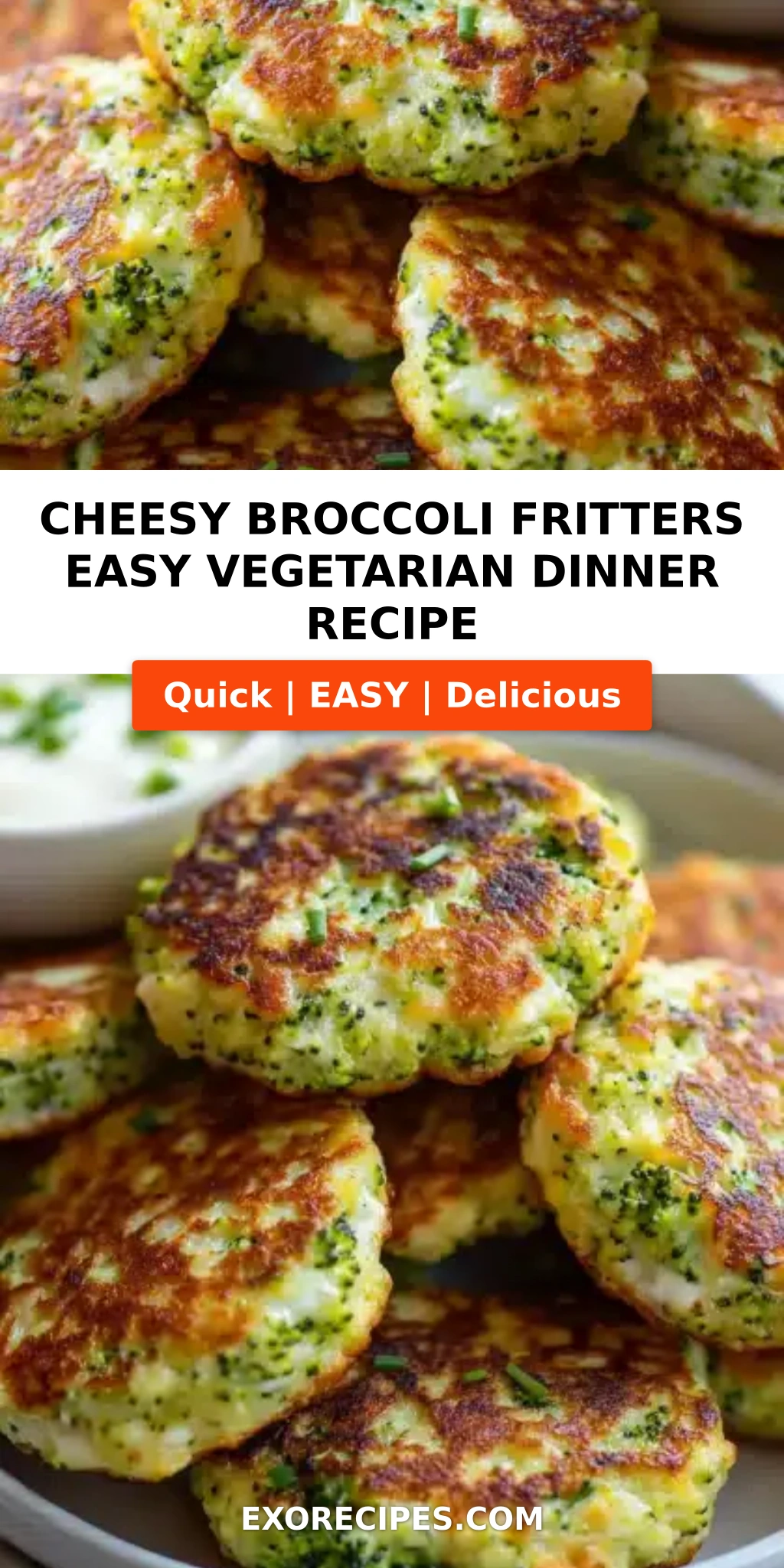 Cheesy Broccoli Fritters Easy Vegetarian Dinner or Snack