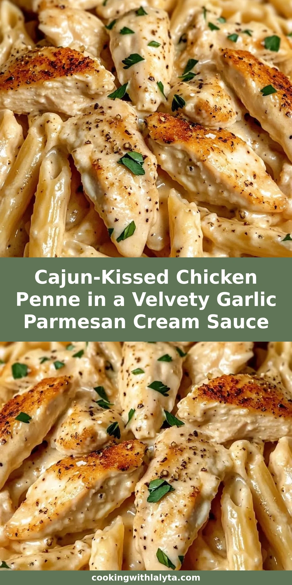 Cajun-Kissed Chicken Penne in a Velvety Garlic Parmesan Cream Sauce