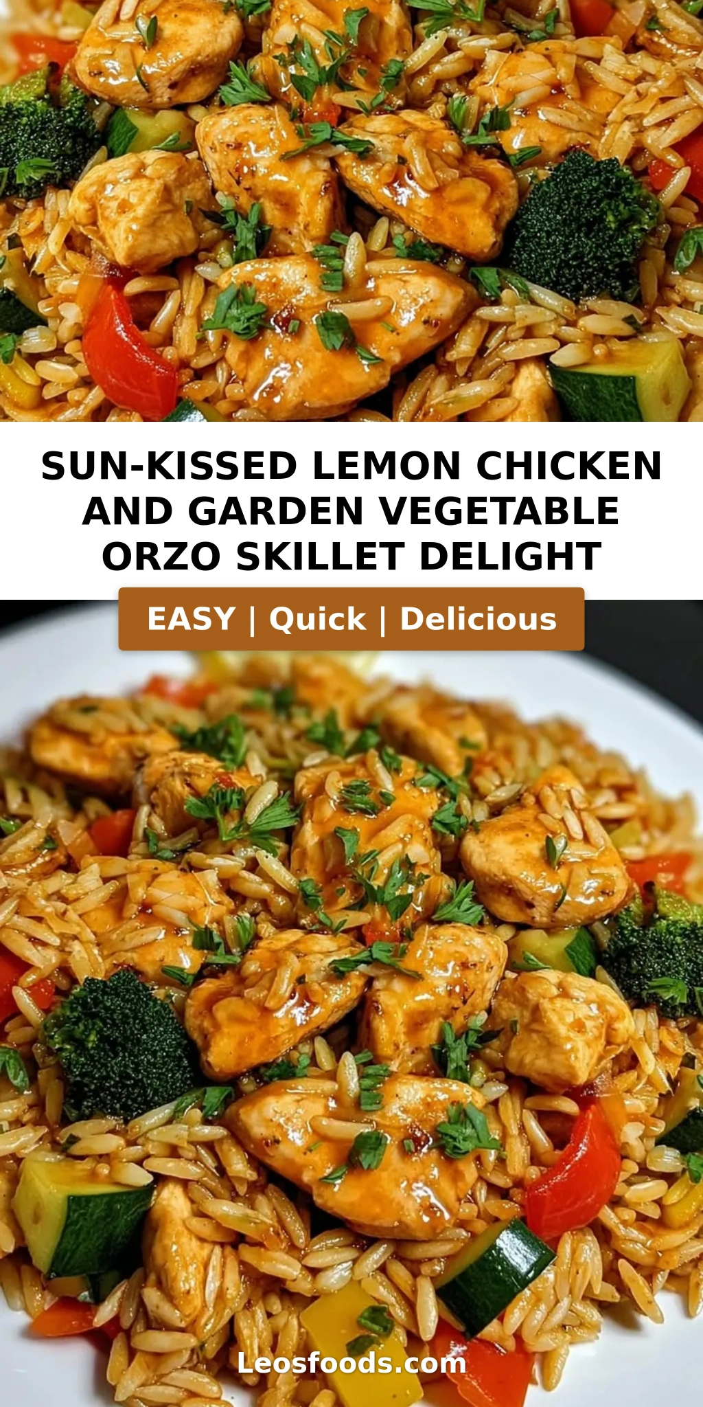 Sun-Kissed Lemon Chicken and Garden Vegetable Orzo Skillet Delight