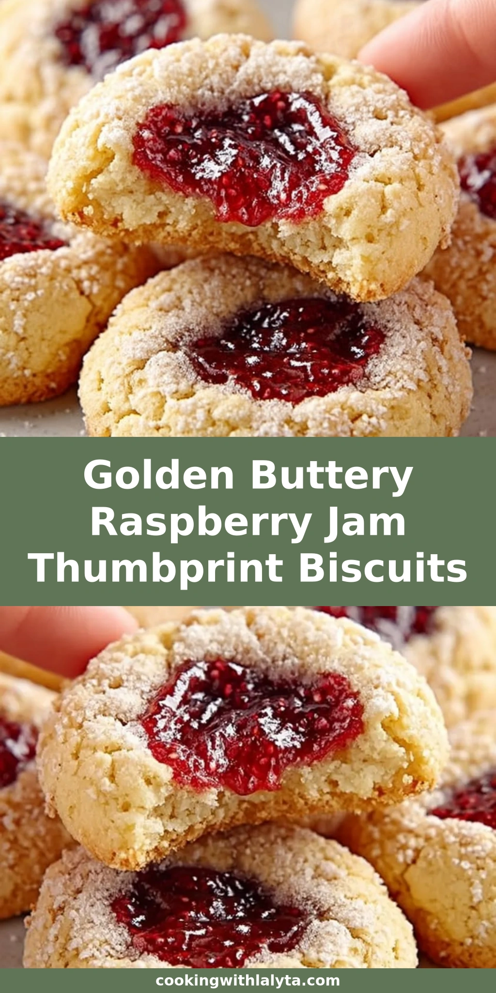 Golden Buttery Raspberry Jam Thumbprint Biscuits