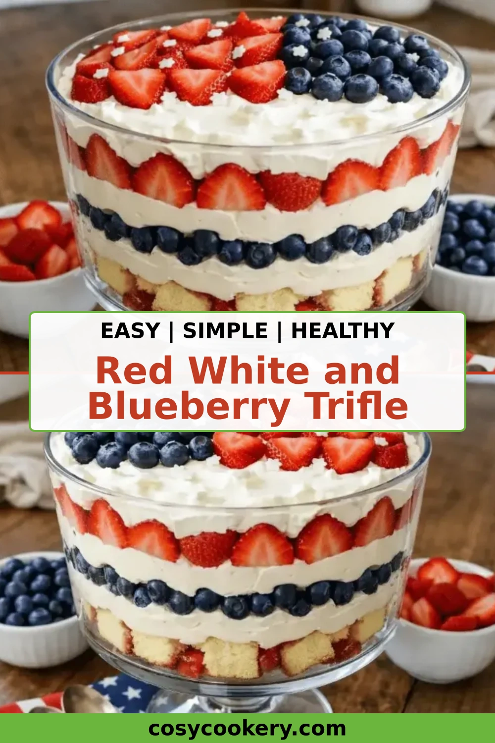 Red White and Blueberry Trifle