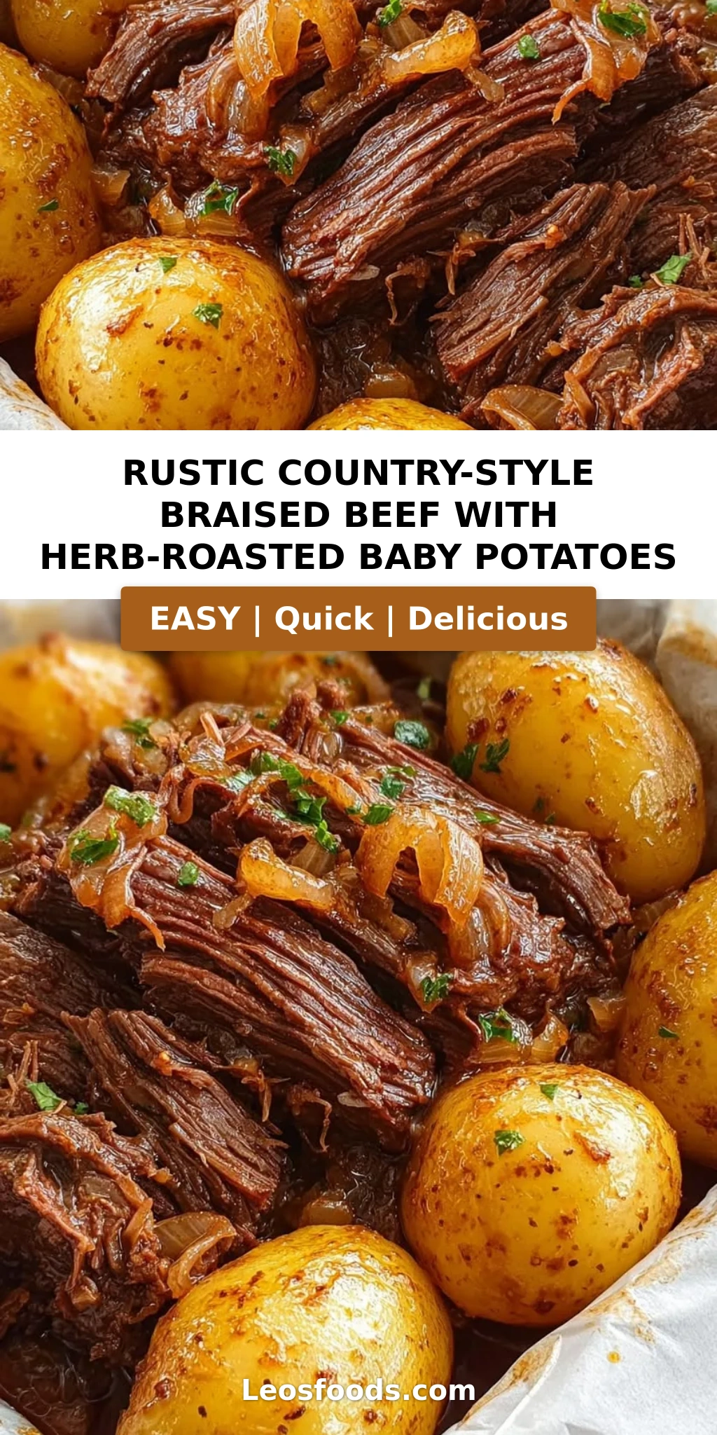 Rustic Country-Style Braised Beef with Herb-Roasted Baby Potatoes