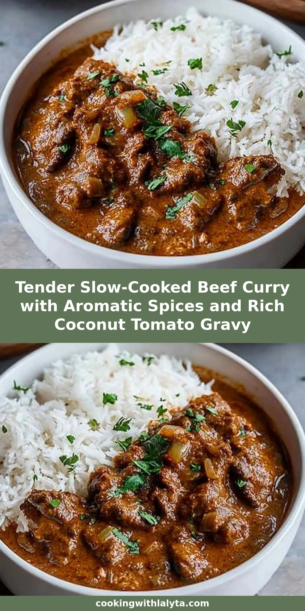 Tender Slow-Cooked Beef Curry with Aromatic Spices and Rich Coconut Tomato Gravy