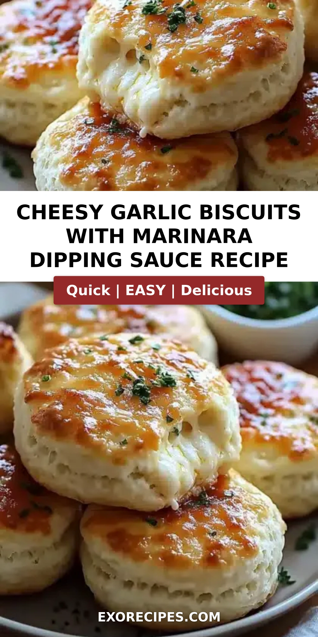 Cheesy Garlic Biscuits with Marinara Dipping Sauce