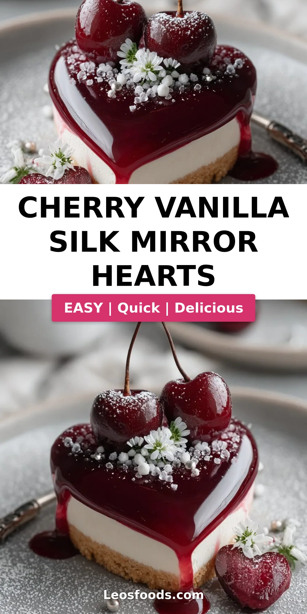 Cherry Vanilla Silk Mirror Hearts