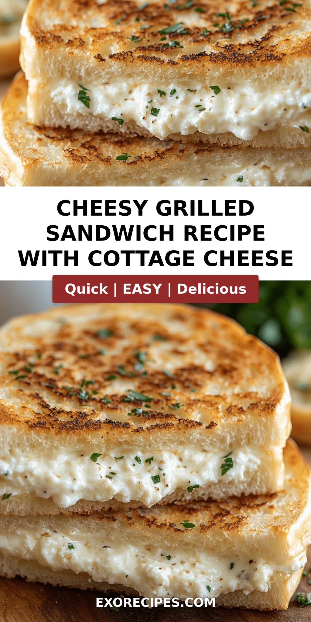 Cheesy Grilled Sandwich Recipe with Cottage or Ricotta Cheese