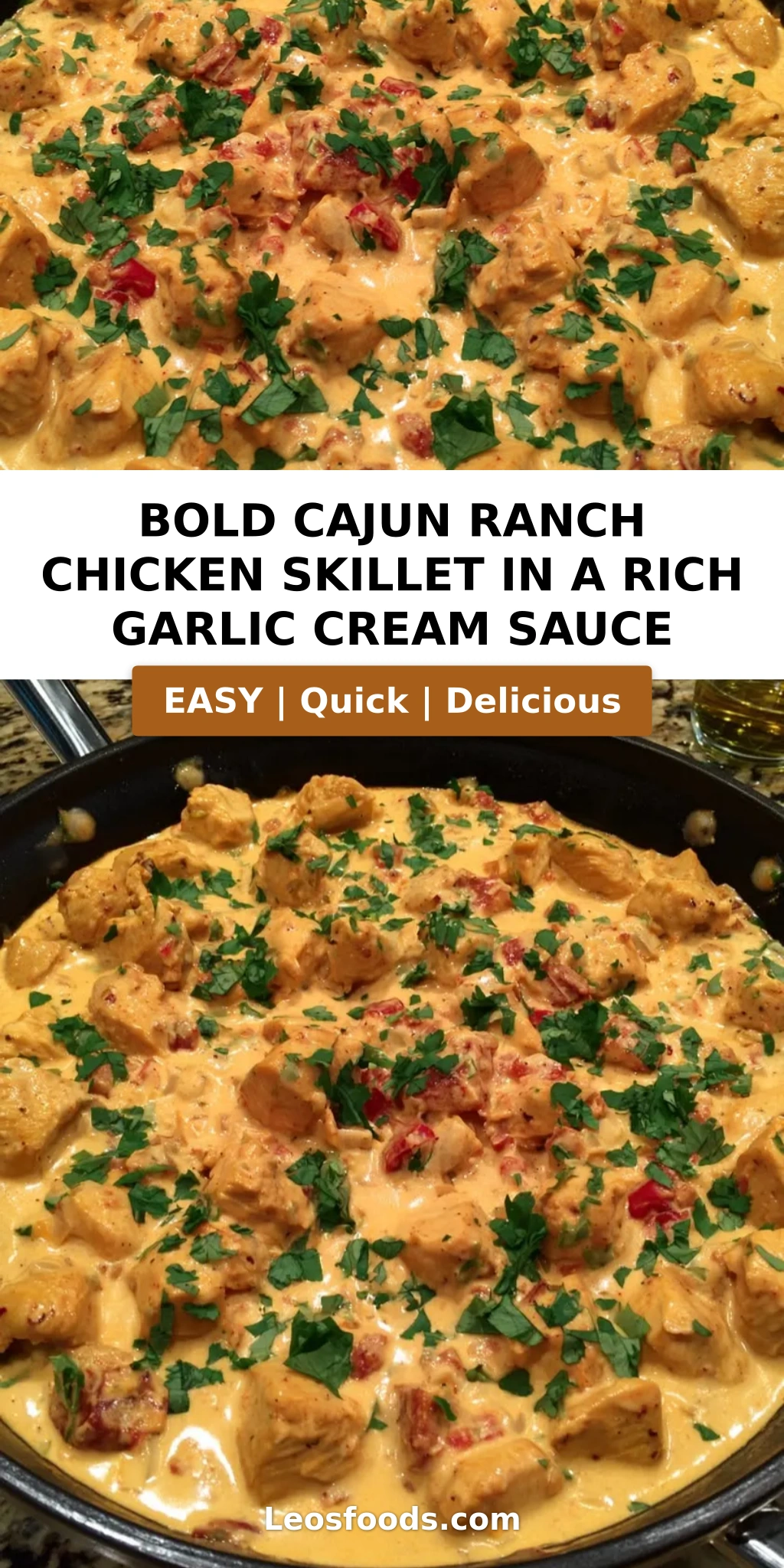 Bold Cajun Ranch Chicken Skillet in a Rich Garlic Cream Sauce