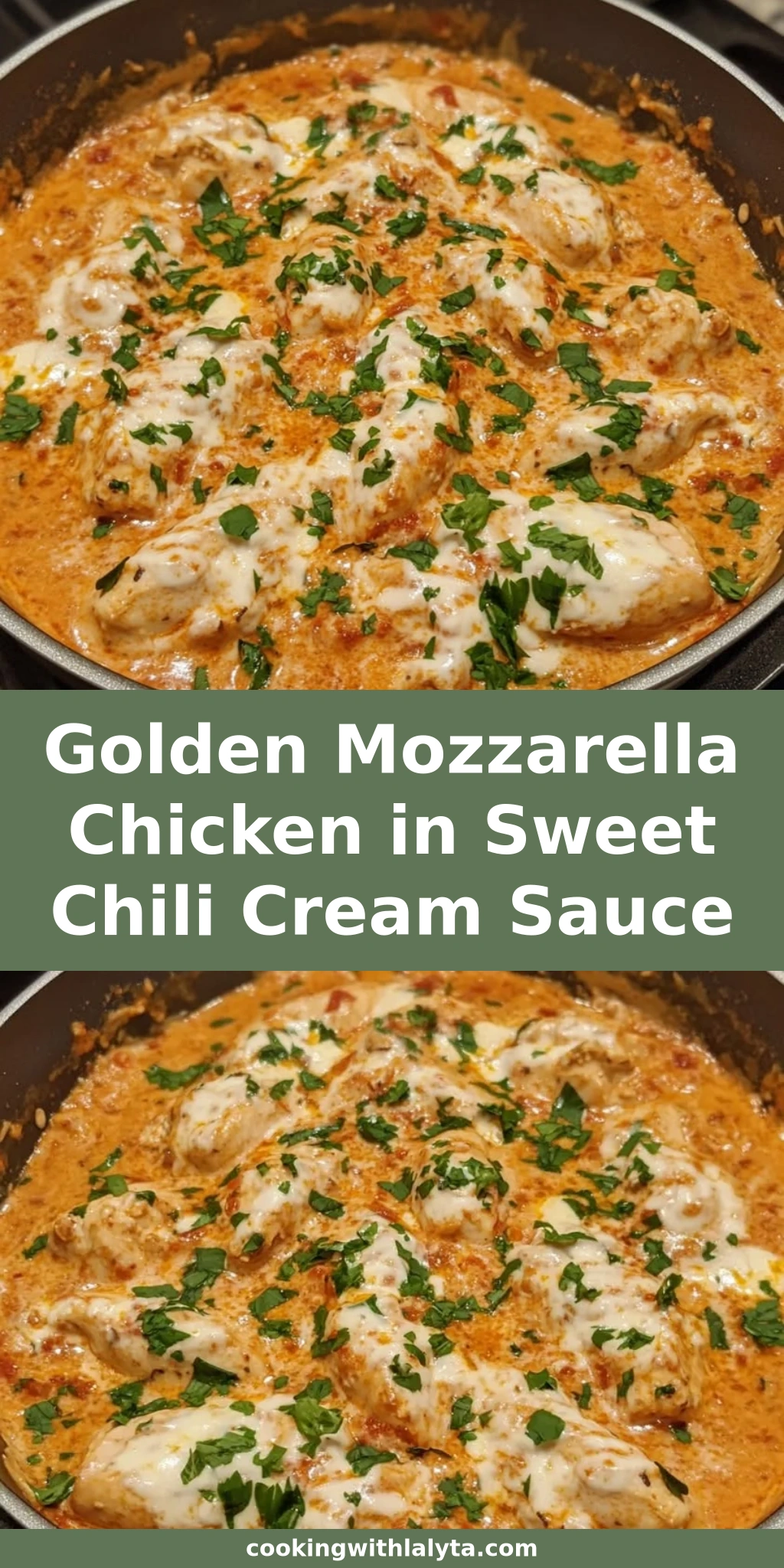 Golden Mozzarella Chicken in Sweet Chili Cream Sauce