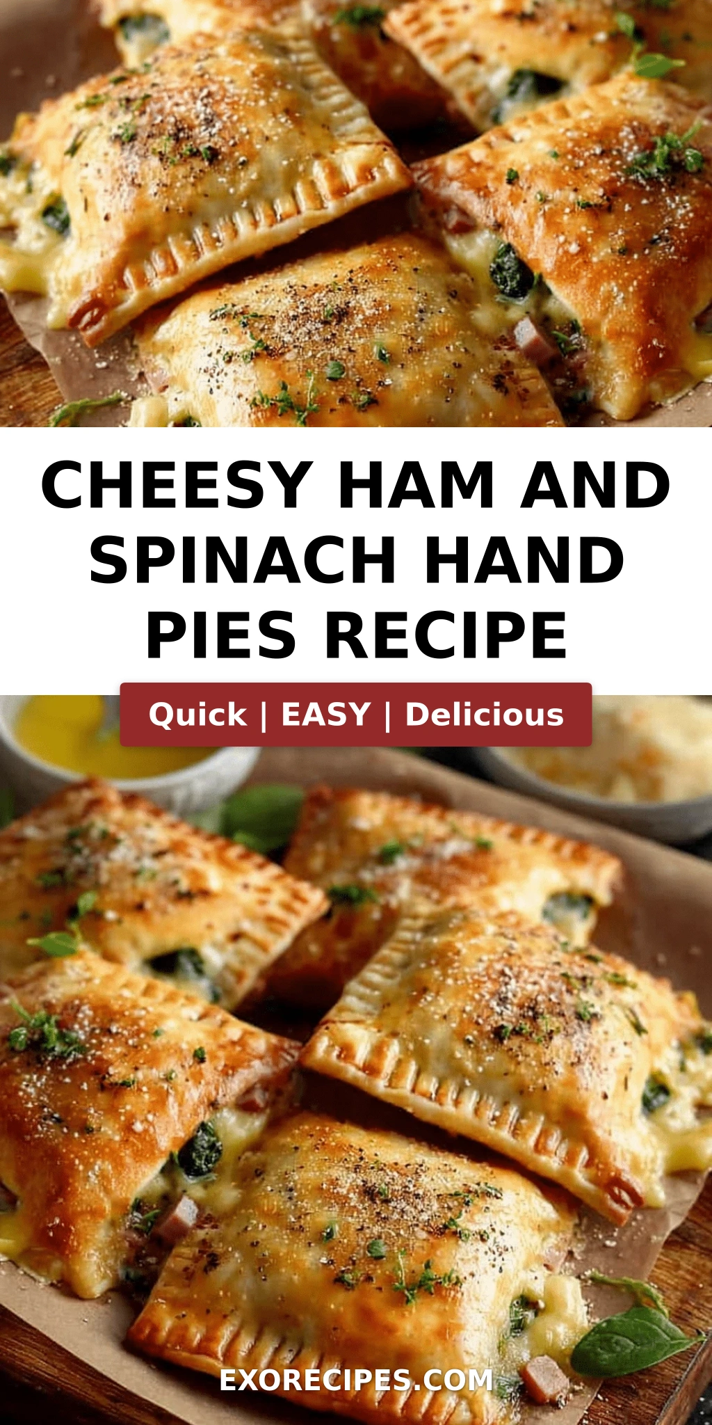 Cheesy Ham and Spinach Hand Pies A Golden Bite of Comfort