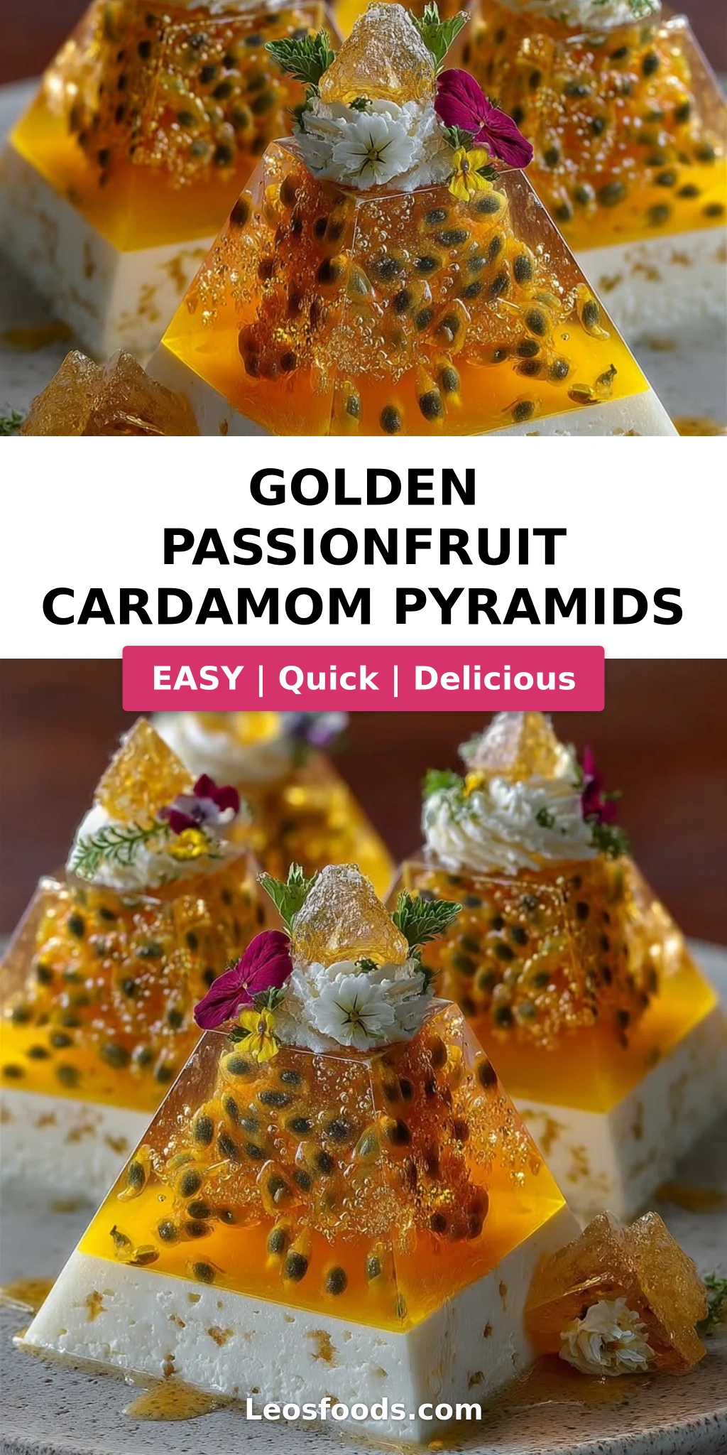 Golden Passionfruit Cardamom Pyramids