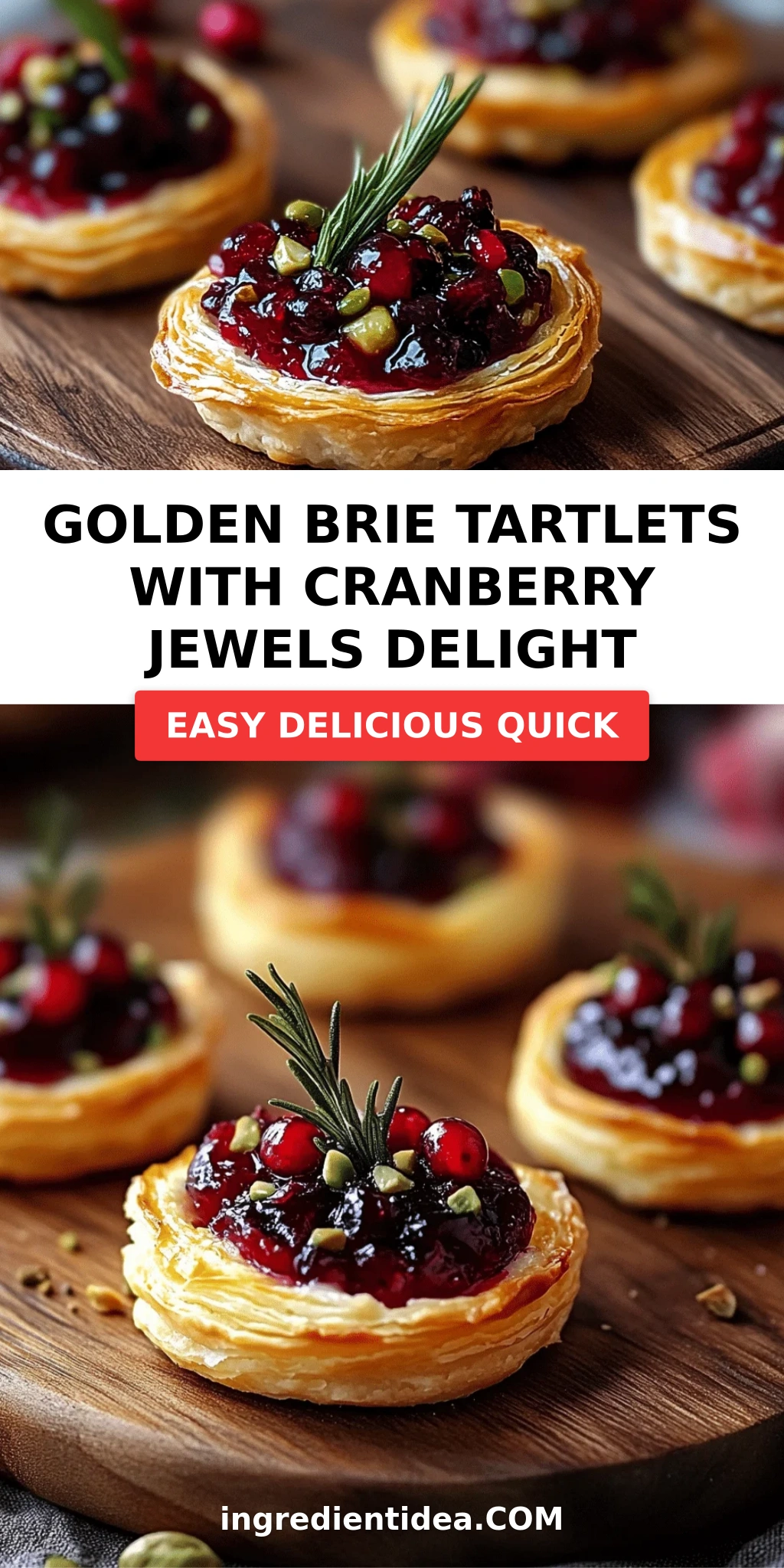 Golden Brie Tartlets with Cranberry Jewels Delight