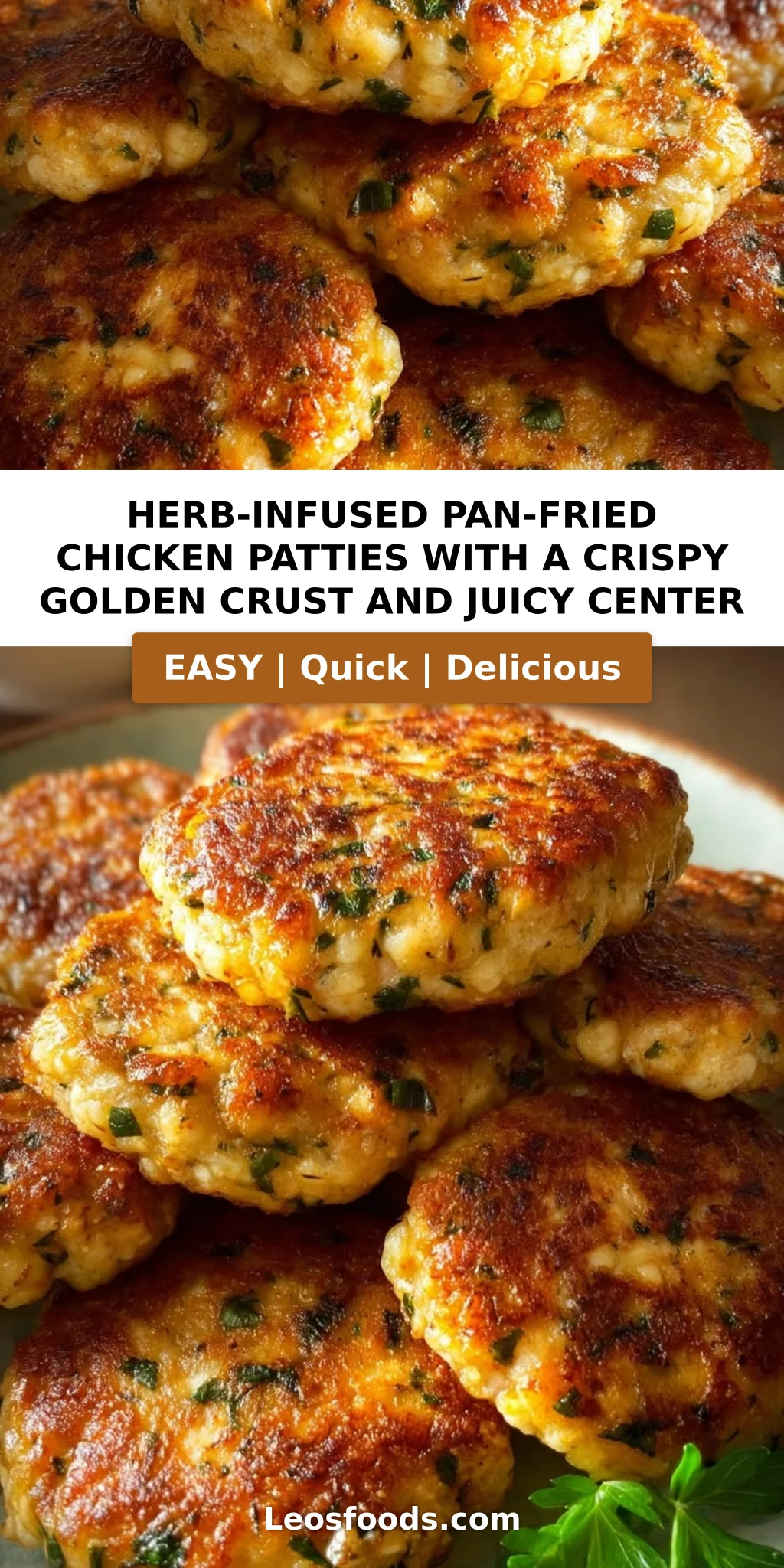 Herb-Infused Pan-Fried Chicken Patties with a Crispy Golden Crust and Juicy Center