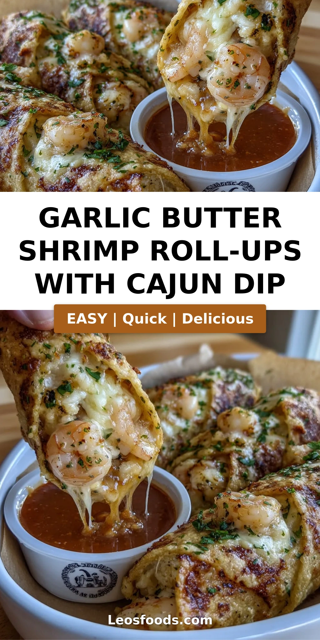 Garlic Butter Shrimp Roll-Ups with Cajun Dip