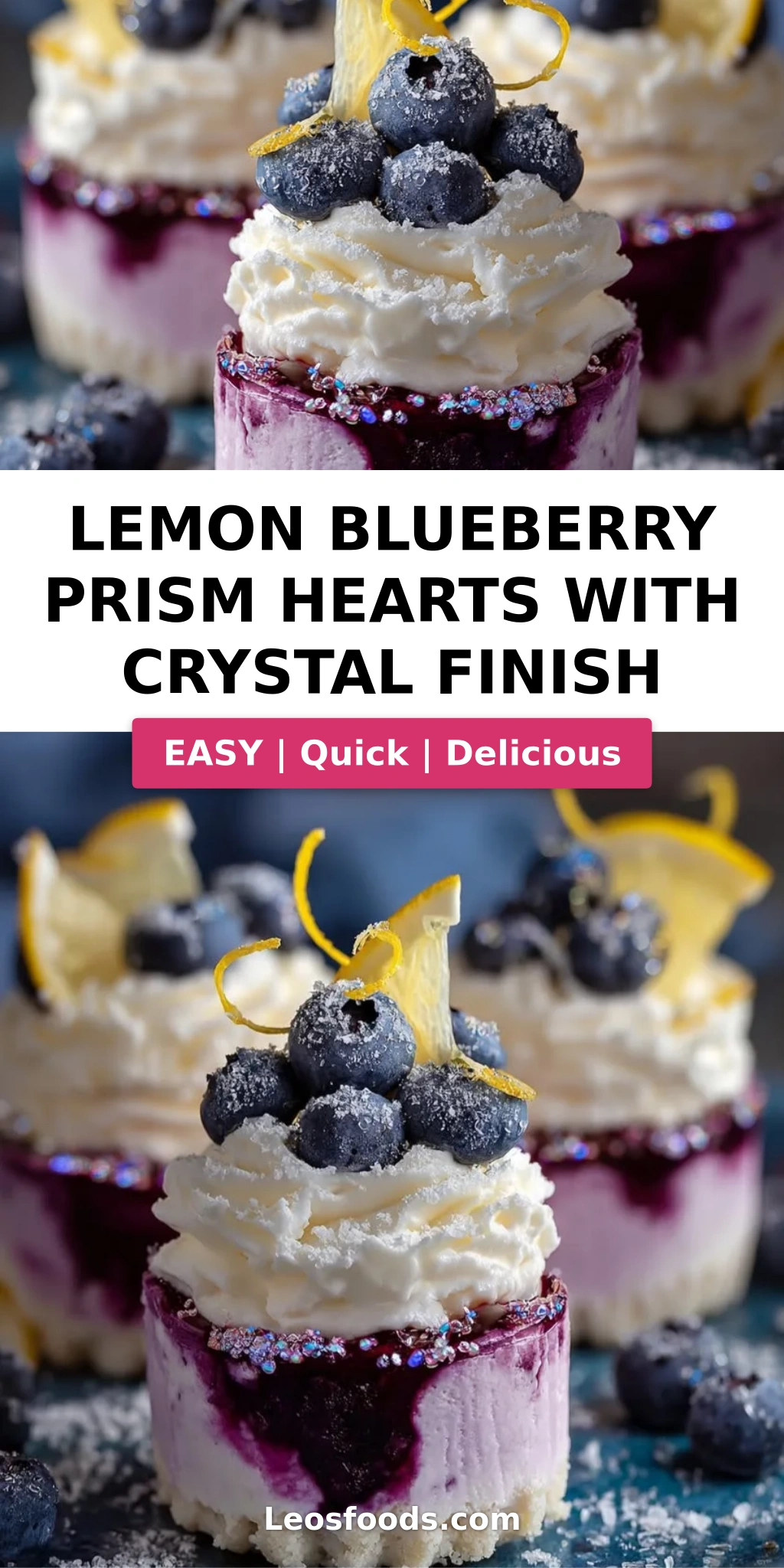 Lemon Blueberry Prism Hearts with Crystal Finish