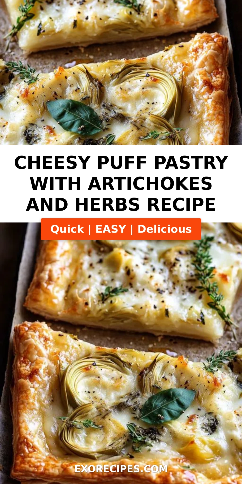 Cheesy Puff Pastry with Artichokes and Herbs