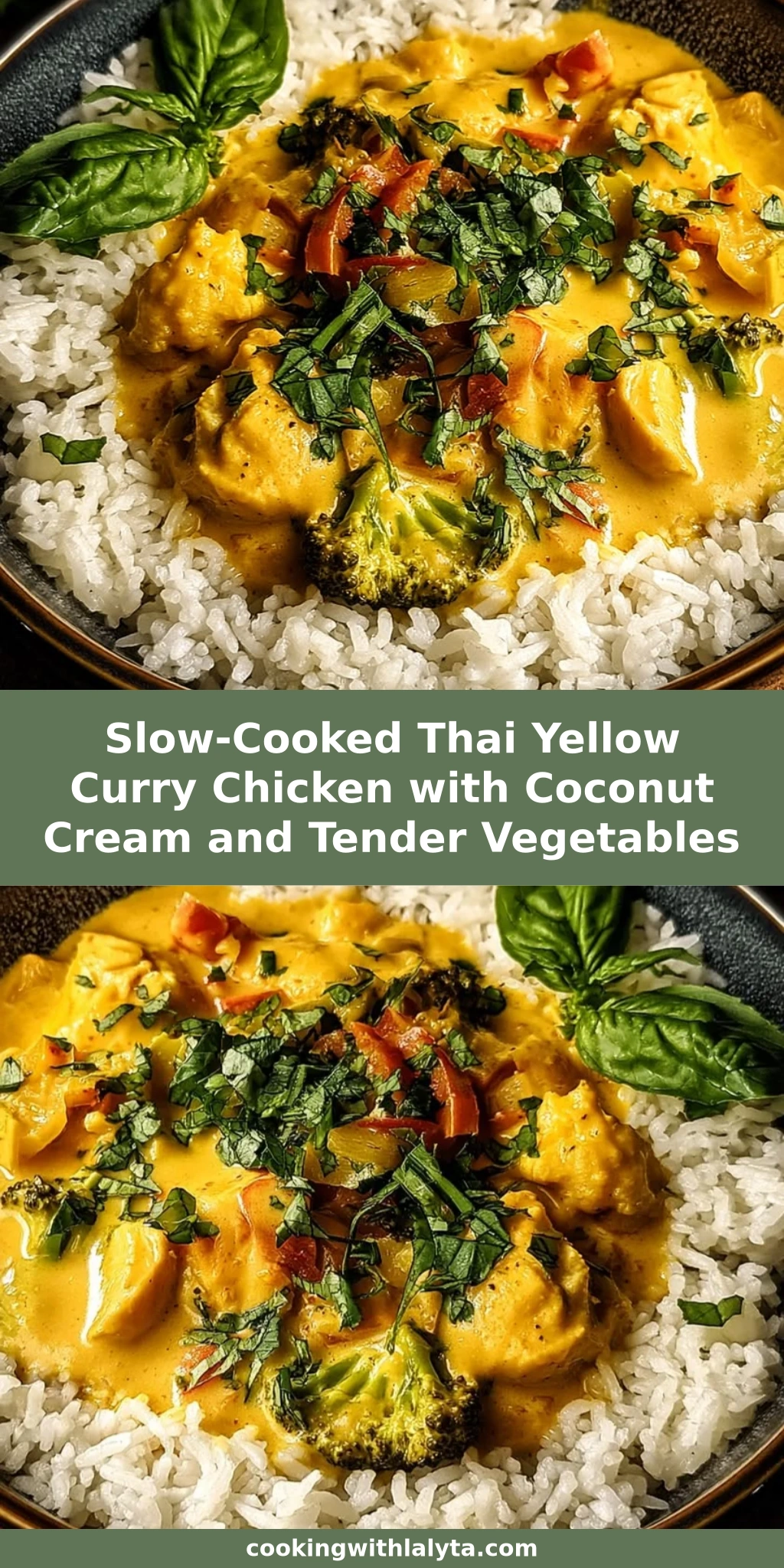 Slow-Cooked Thai Yellow Curry Chicken with Coconut Cream and Tender Vegetables