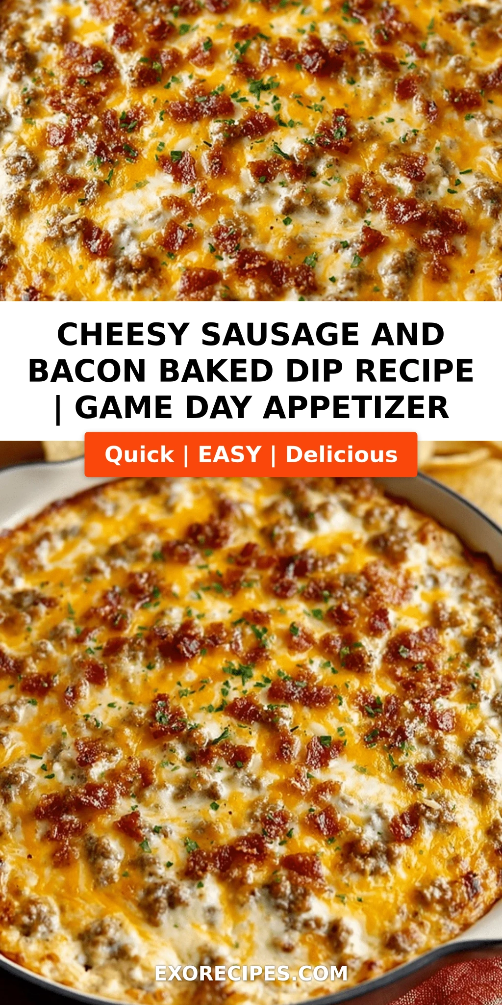 Cheesy Sausage and Bacon Baked Dip