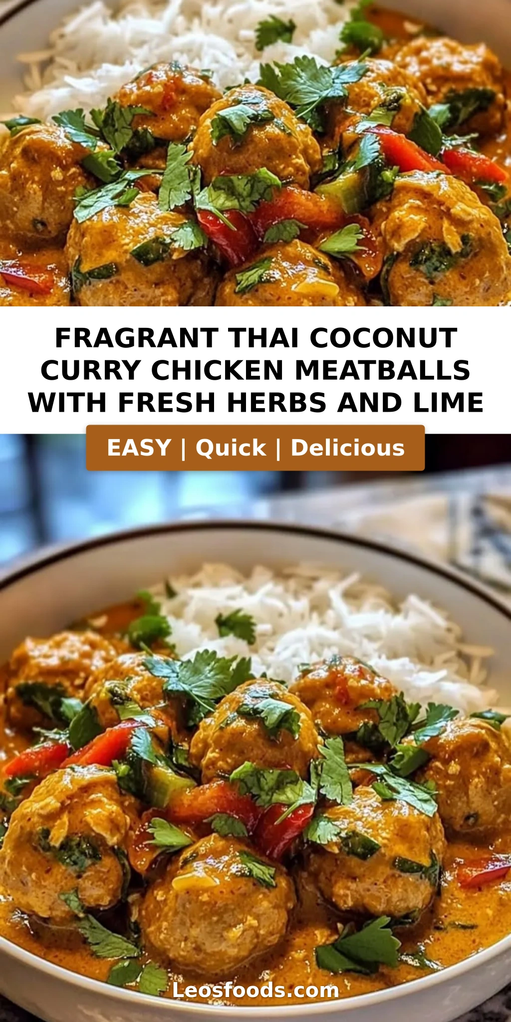 Fragrant Thai Coconut Curry Chicken Meatballs with Fresh Herbs and Lime