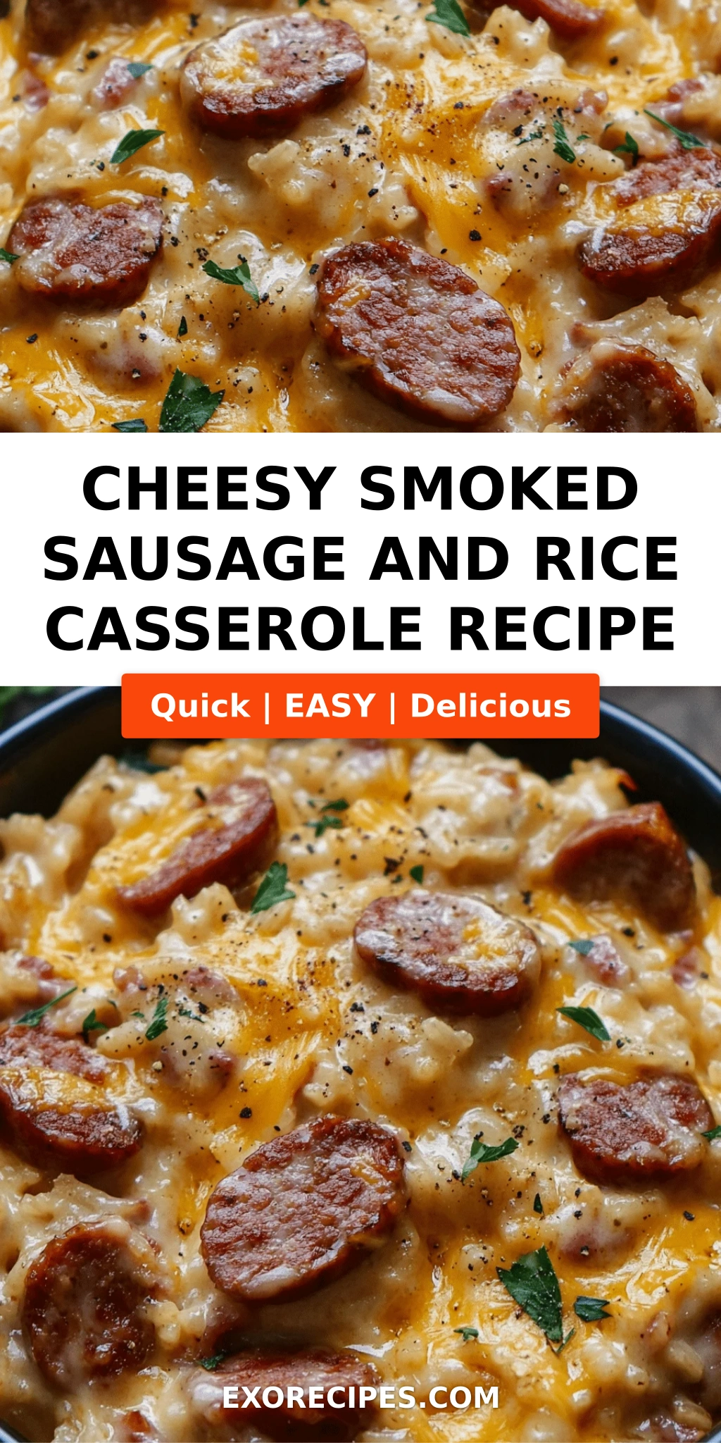 Cheesy Smoked Sausage and Rice Casserole