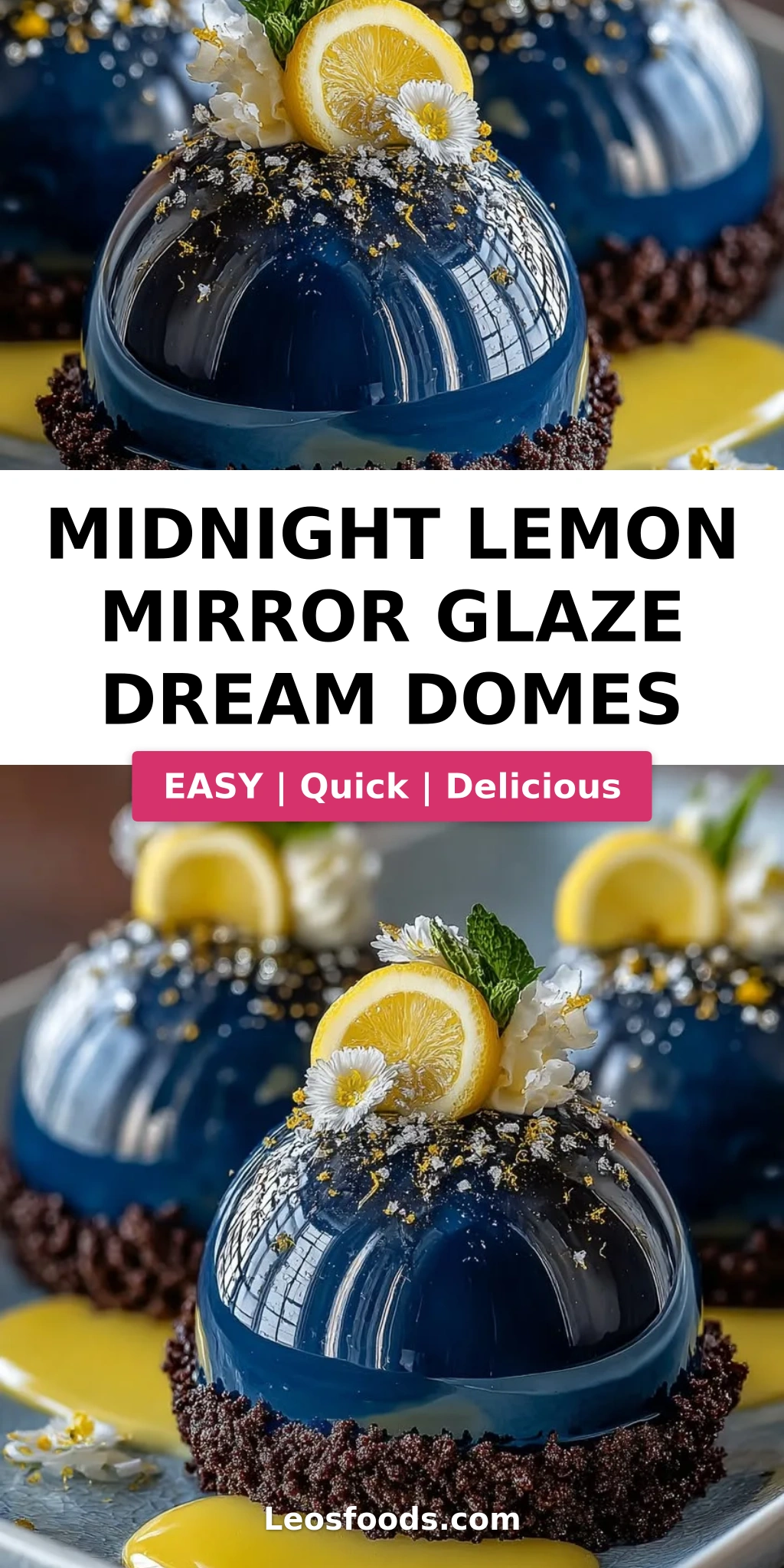 Midnight Lemon Mirror Glaze Dream Domes