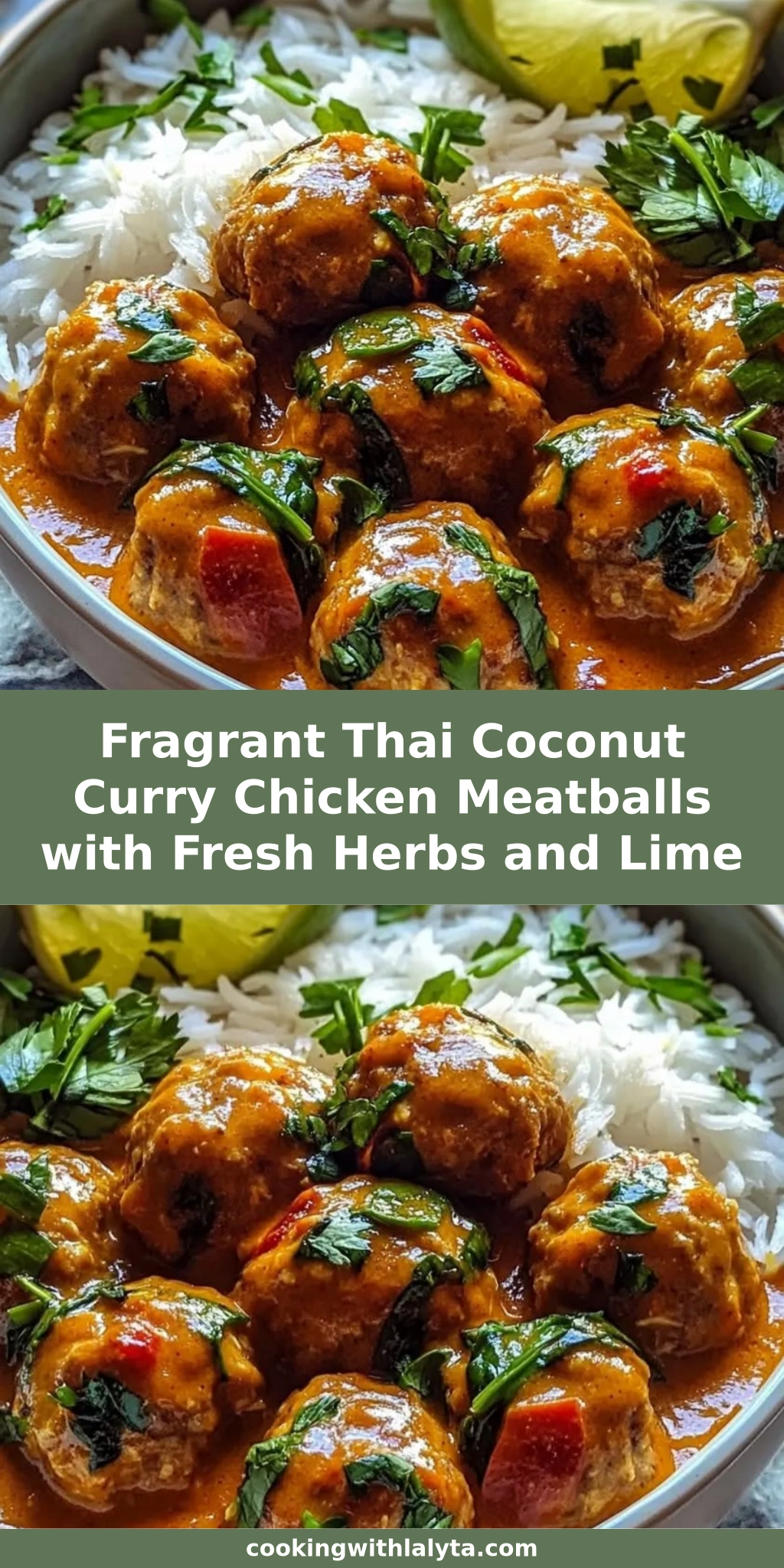 Fragrant Thai Coconut Curry Chicken Meatballs with Fresh Herbs and Lime