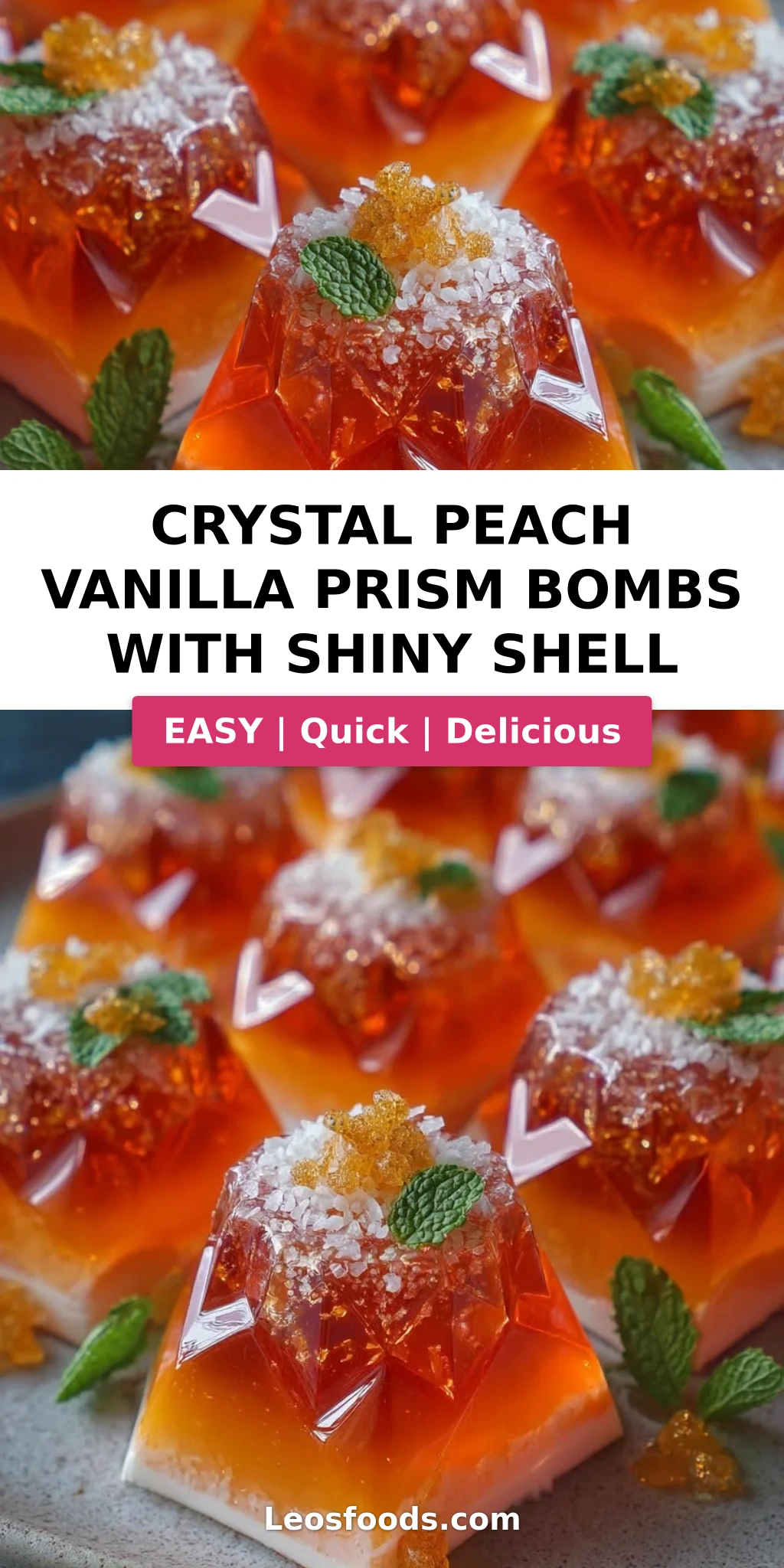 Crystal Peach Vanilla Prism Bombs with Shiny Shell