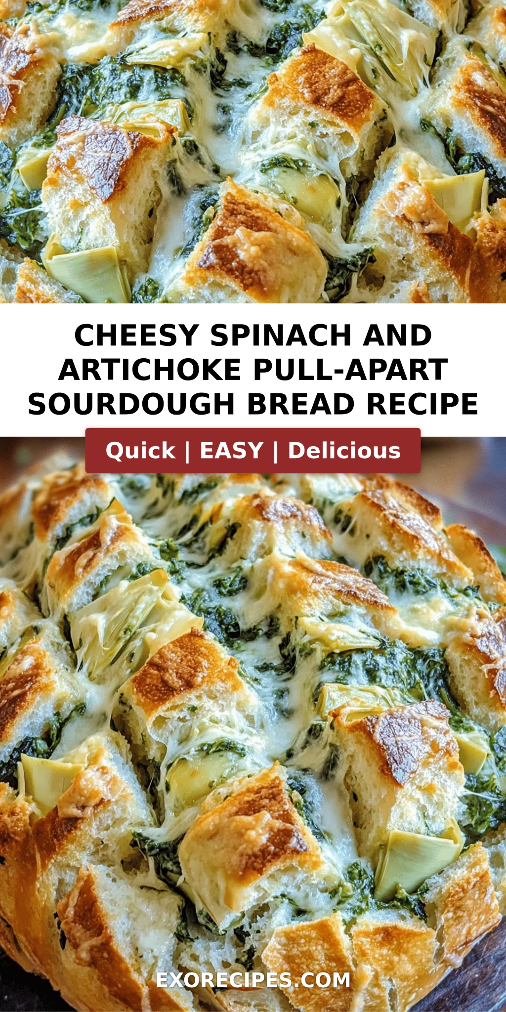 Cheesy Spinach and Artichoke Pull-Apart Sourdough Bread: A Perfect Party Appetizer