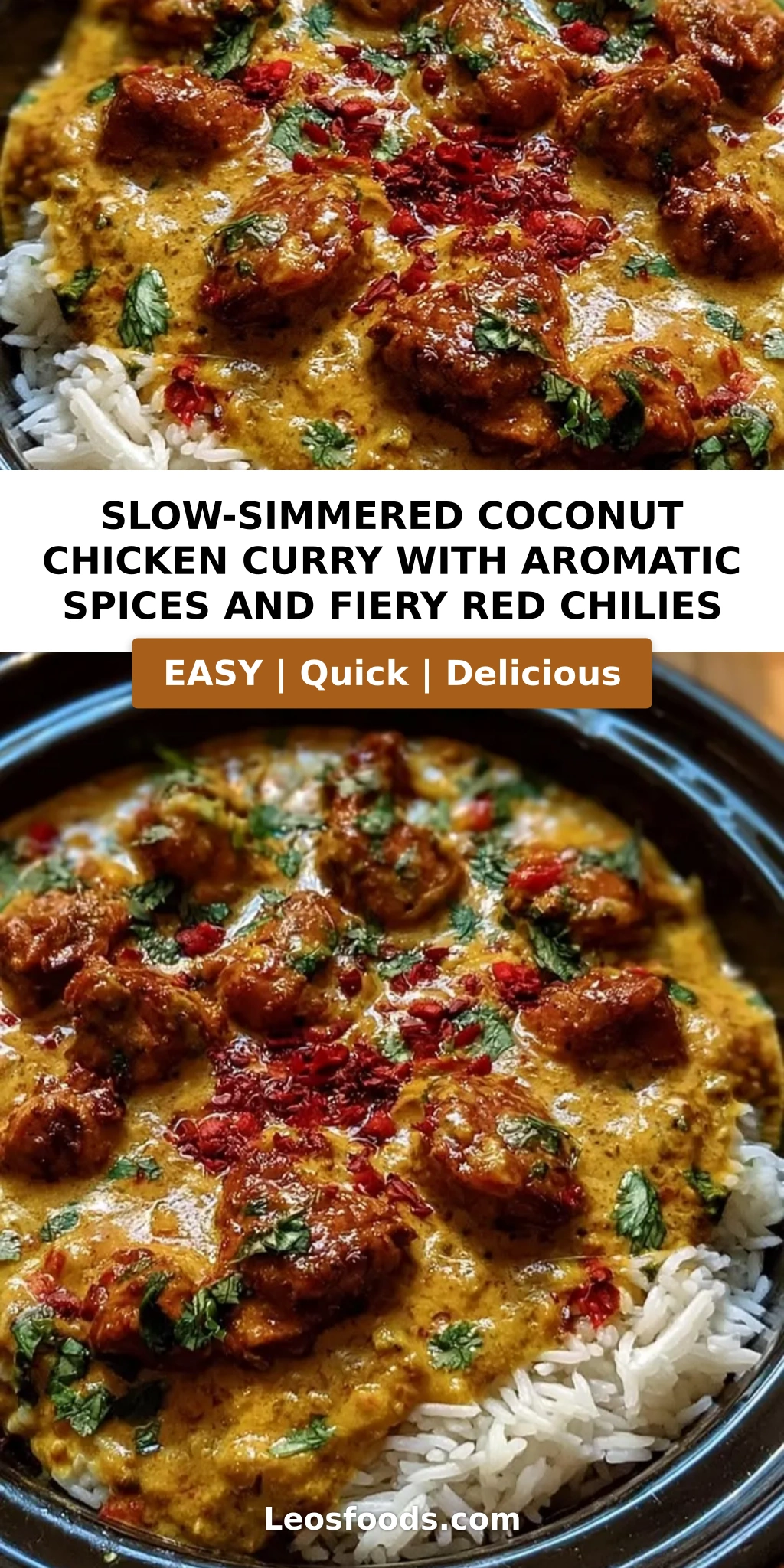 Slow-Simmered Coconut Chicken Curry with Aromatic Spices and Fiery Red Chilies