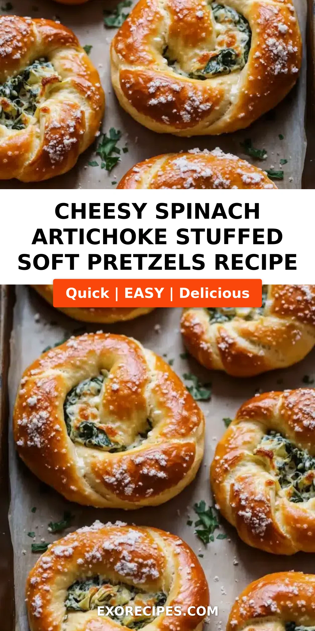 Cheesy Spinach Artichoke Stuffed Soft Pretzels