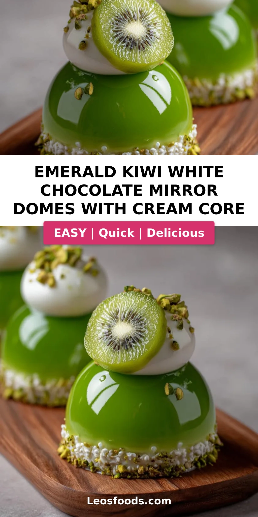 Emerald Kiwi White Chocolate Mirror Domes with Cream Core
