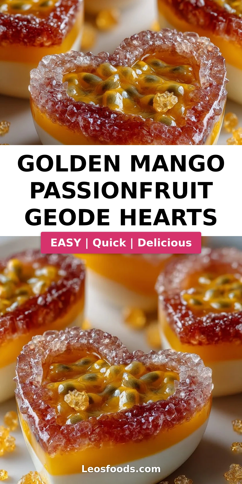 Golden Mango Passionfruit Geode Hearts