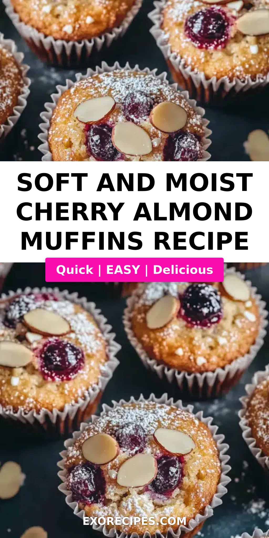 Cherry Almond Muffins Soft, Moist, and Bakery-Style