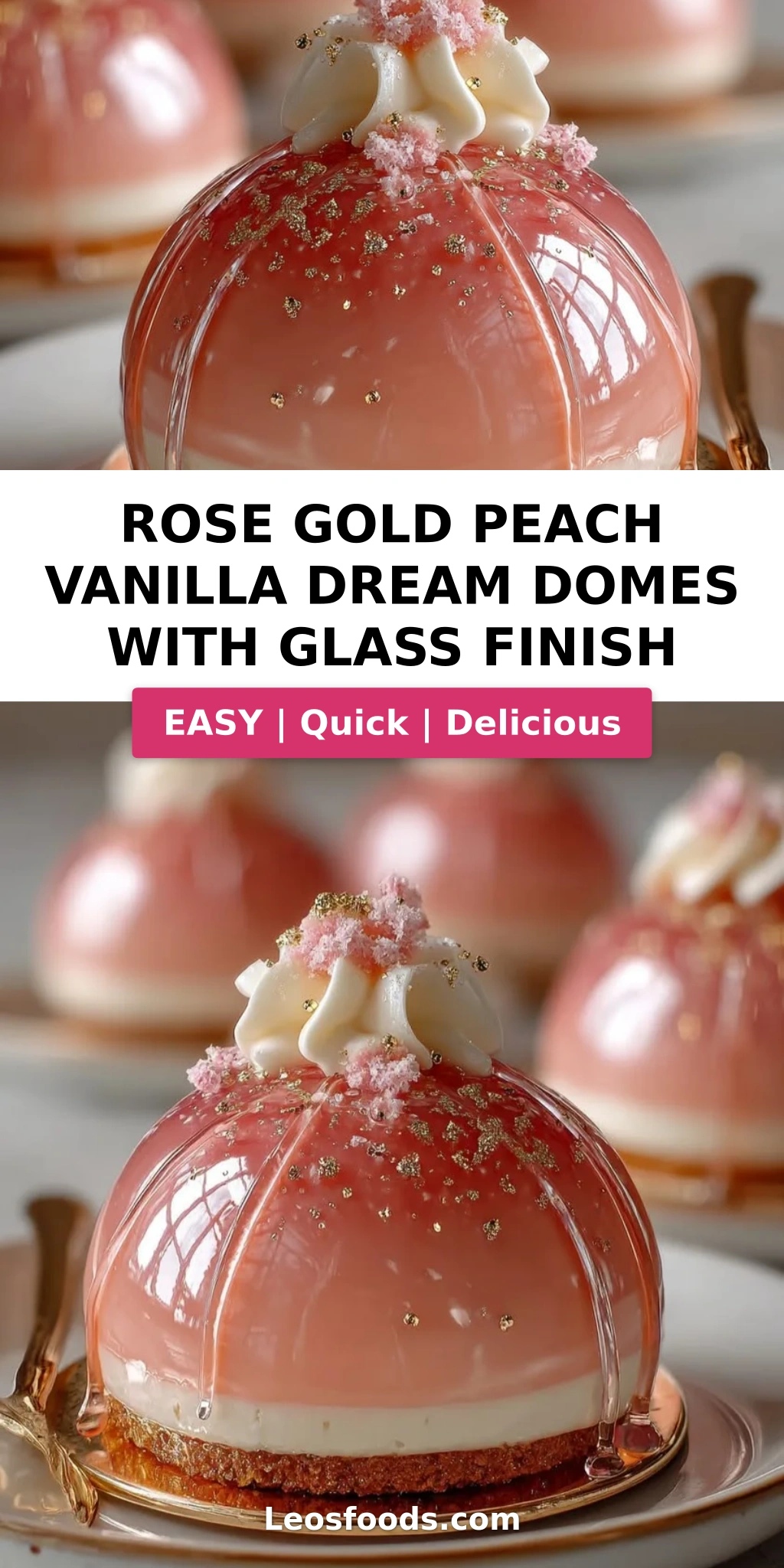 Rose Gold Peach Vanilla Dream Domes with Glass Finish
