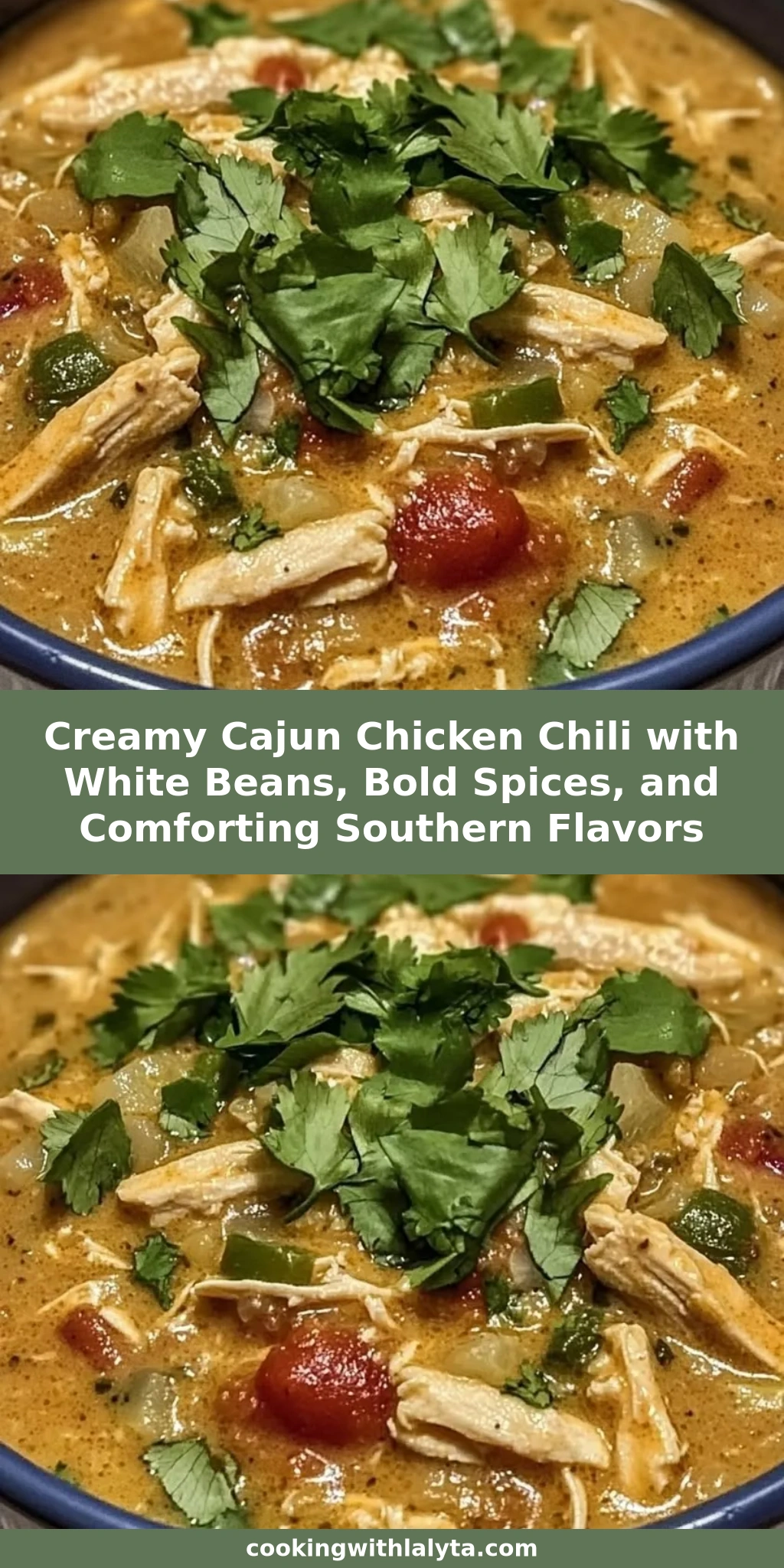 Creamy Cajun Chicken Chili with White Beans, Bold Spices, and Comforting Southern Flavors