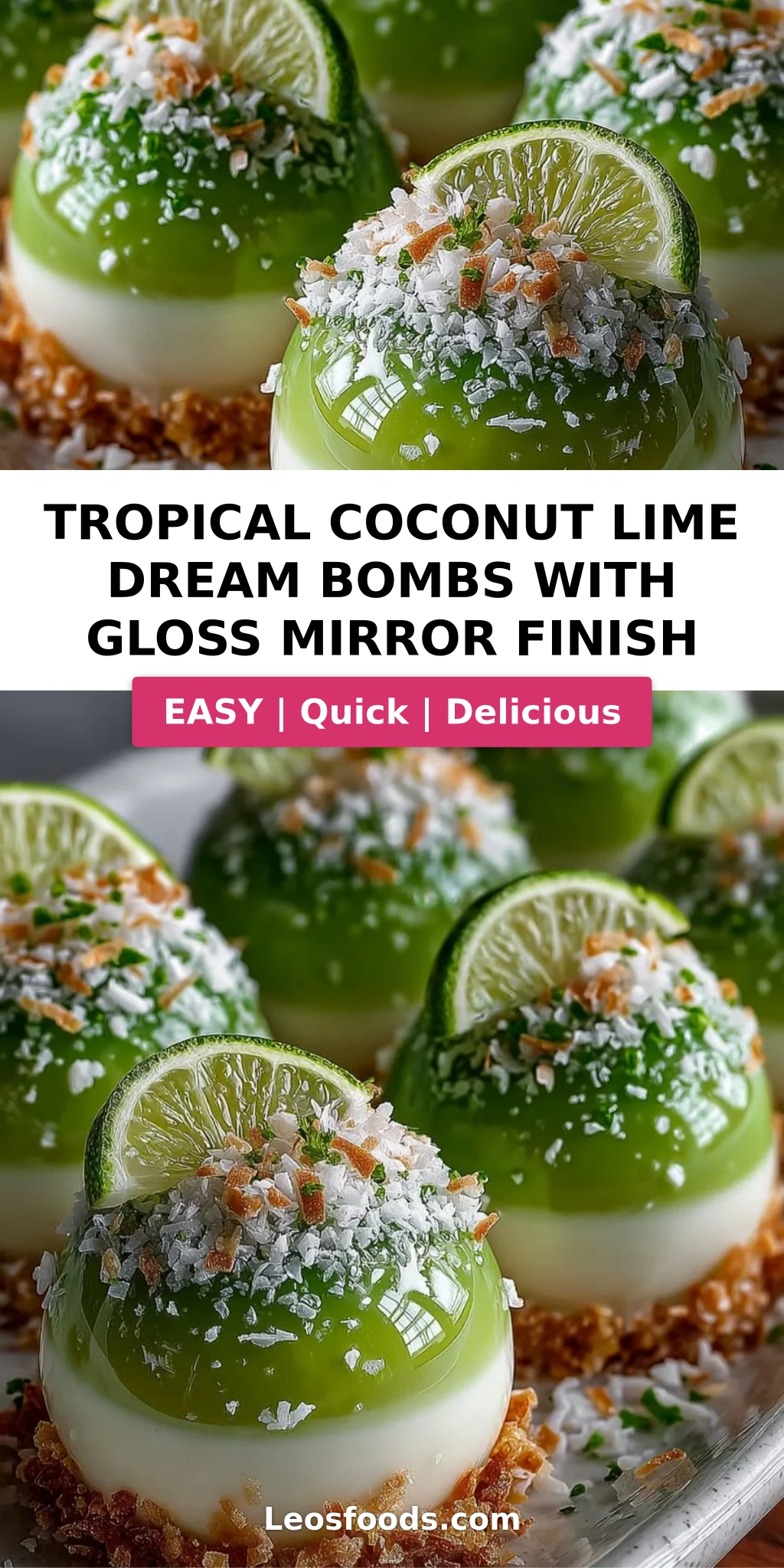 Tropical Coconut Lime Dream Bombs with Gloss Mirror Finish