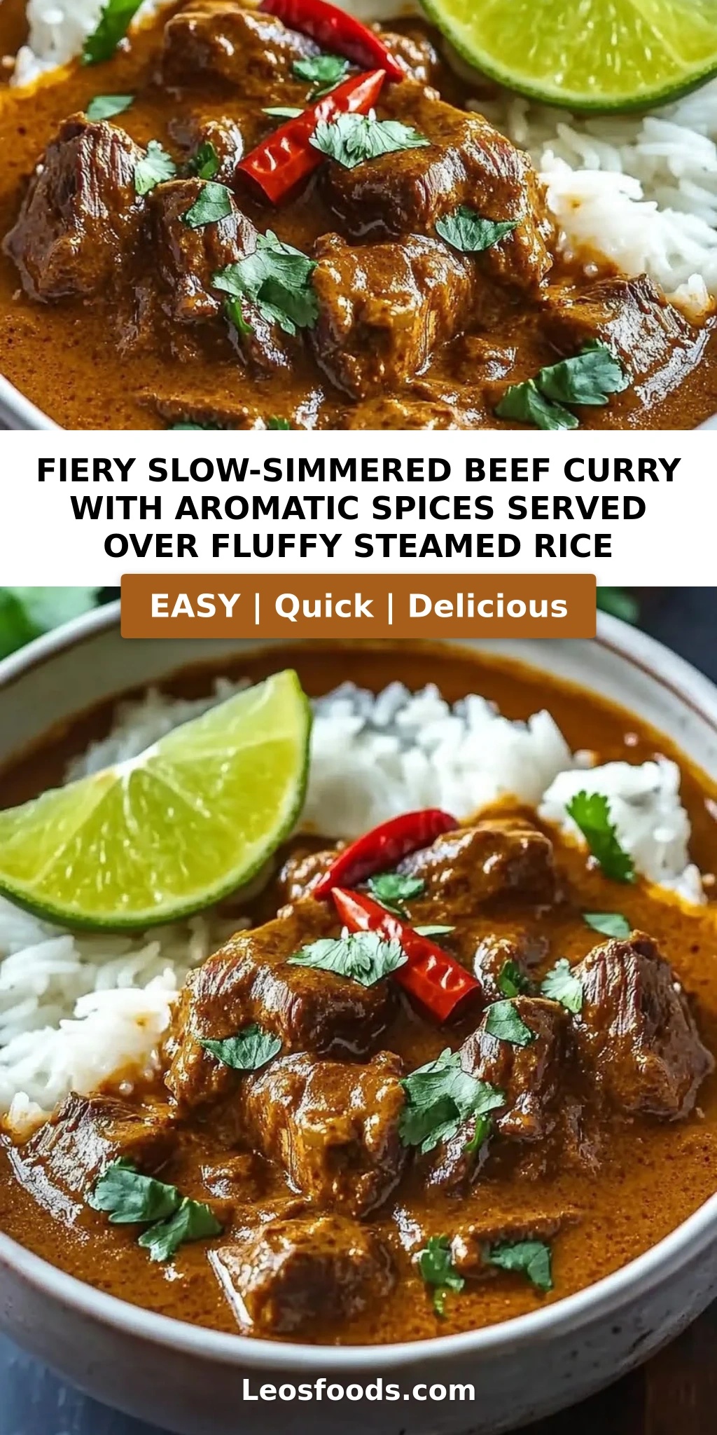 Fiery Slow-Simmered Beef Curry with Aromatic Spices Served Over Fluffy Steamed Rice