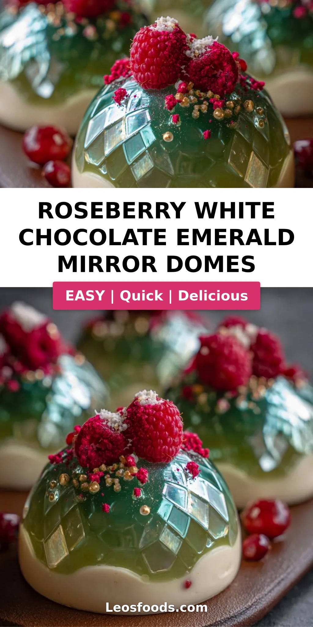 Roseberry White Chocolate Emerald Mirror Domes