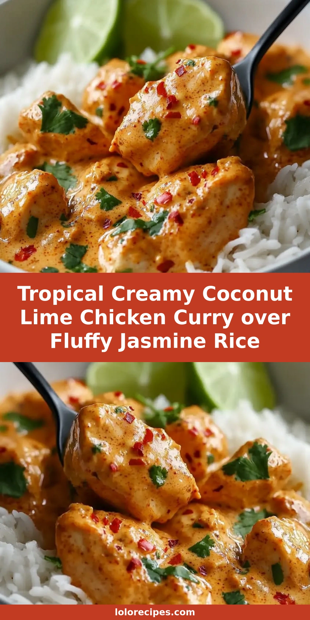 Creamy Coconut Lime Chicken Curry Over Fluffy Jasmine Rice