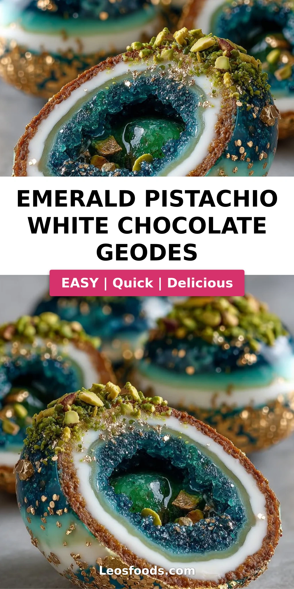 Emerald Pistachio White Chocolate Geodes