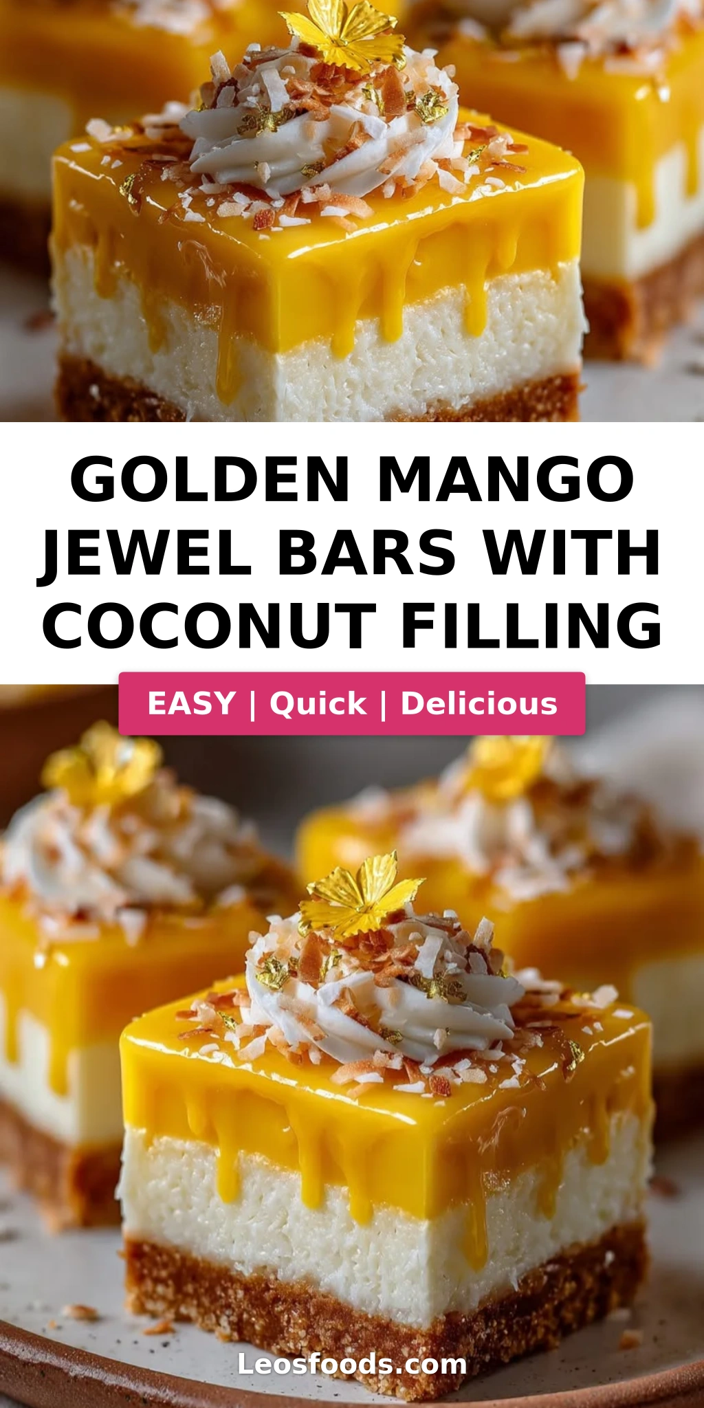 Golden Mango Jewel Bars with Coconut Filling
