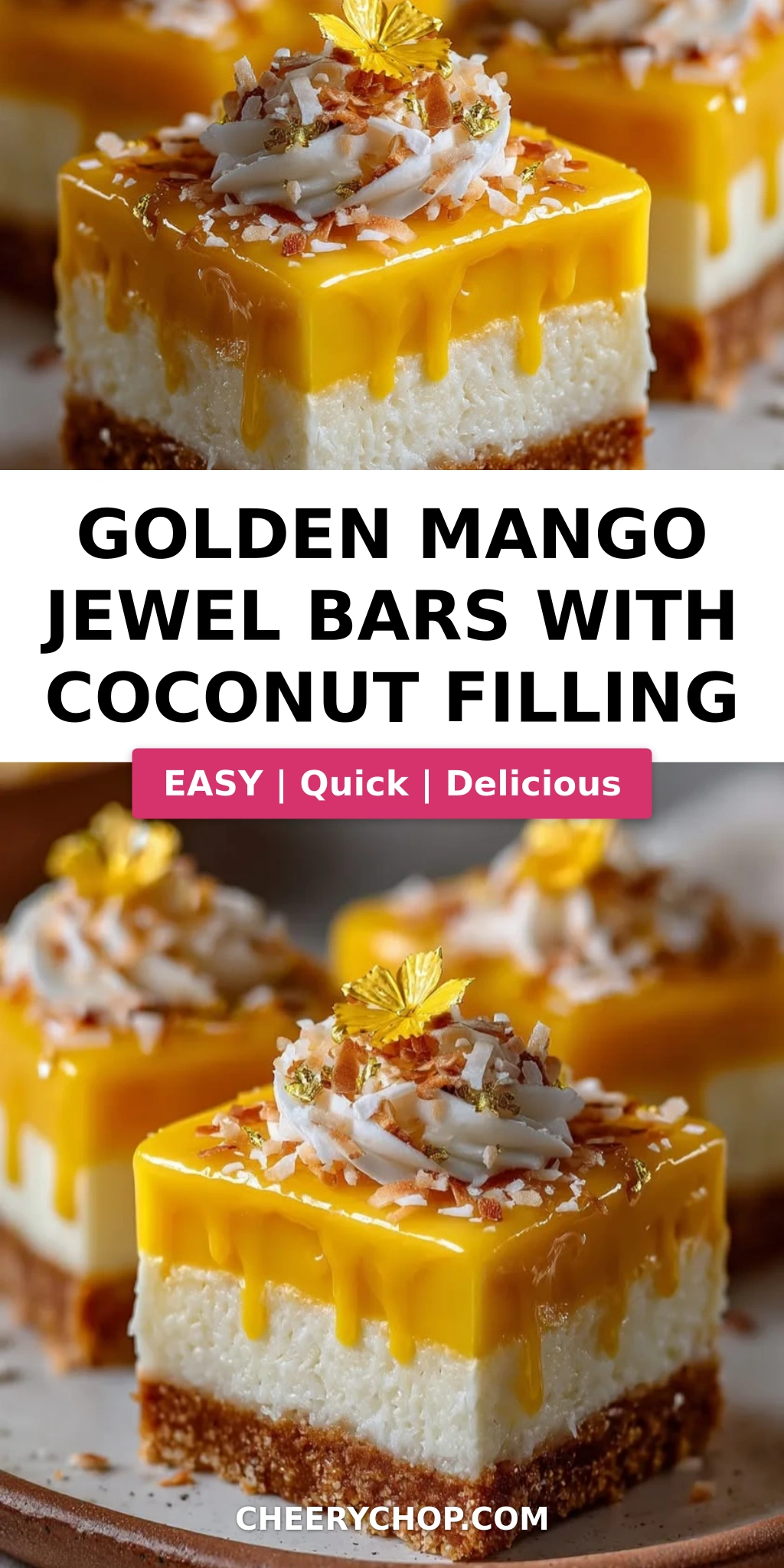 Golden Mango Jewel Bars with Coconut Filling