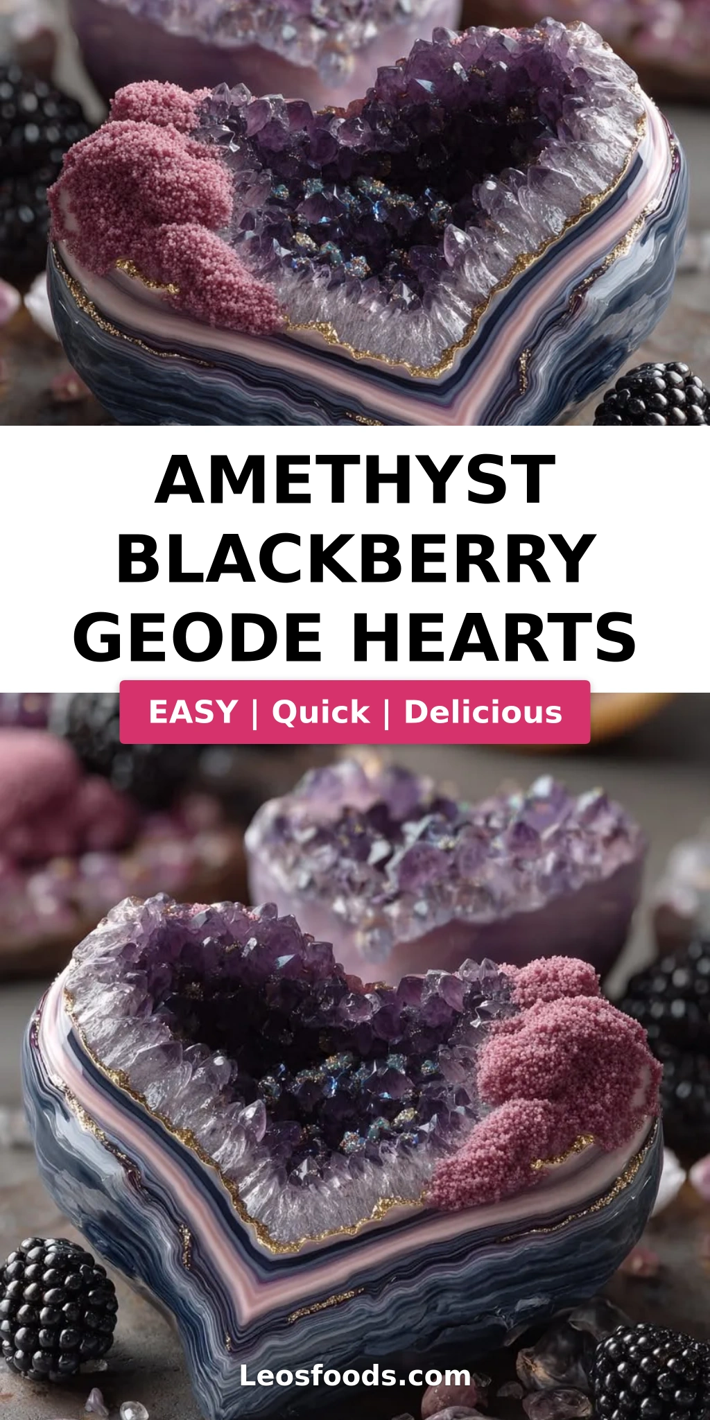 Amethyst Blackberry Geode Hearts