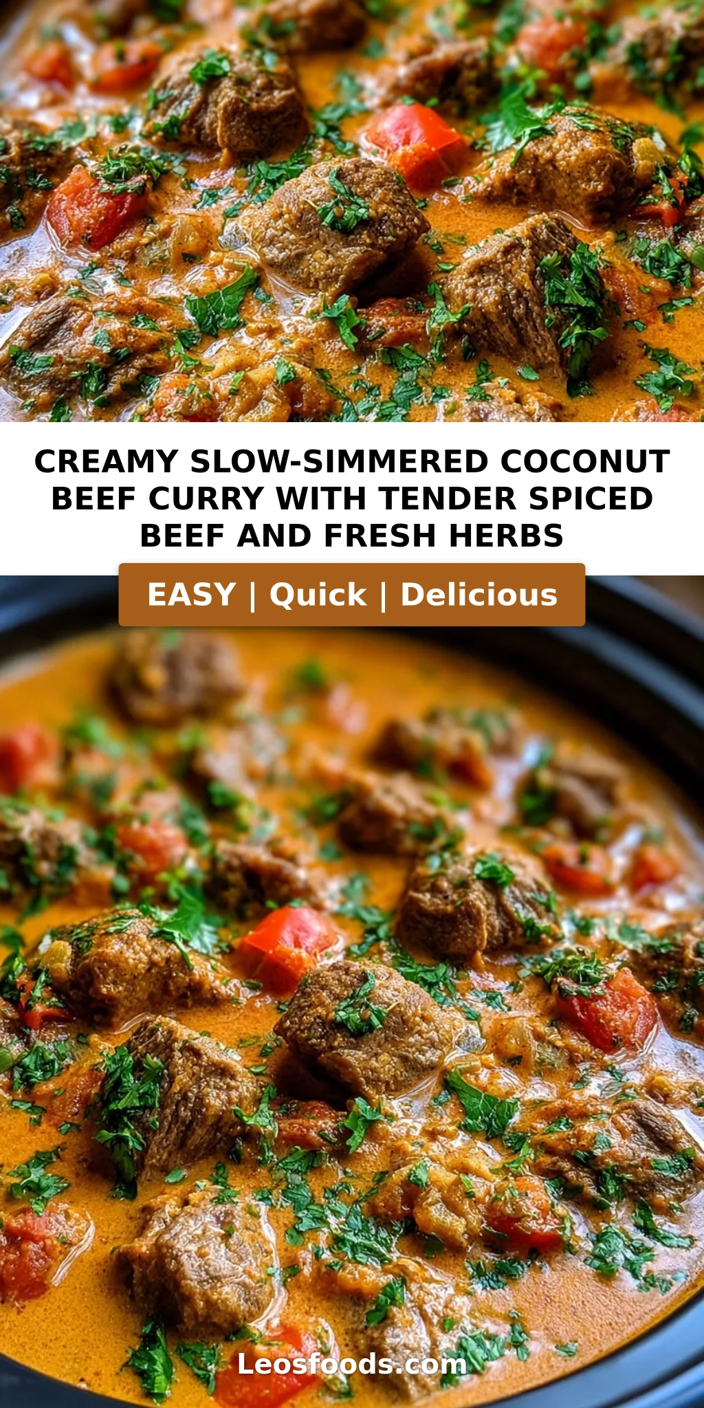 Creamy Slow-Simmered Coconut Beef Curry with Tender Spiced Beef and Fresh Herbs