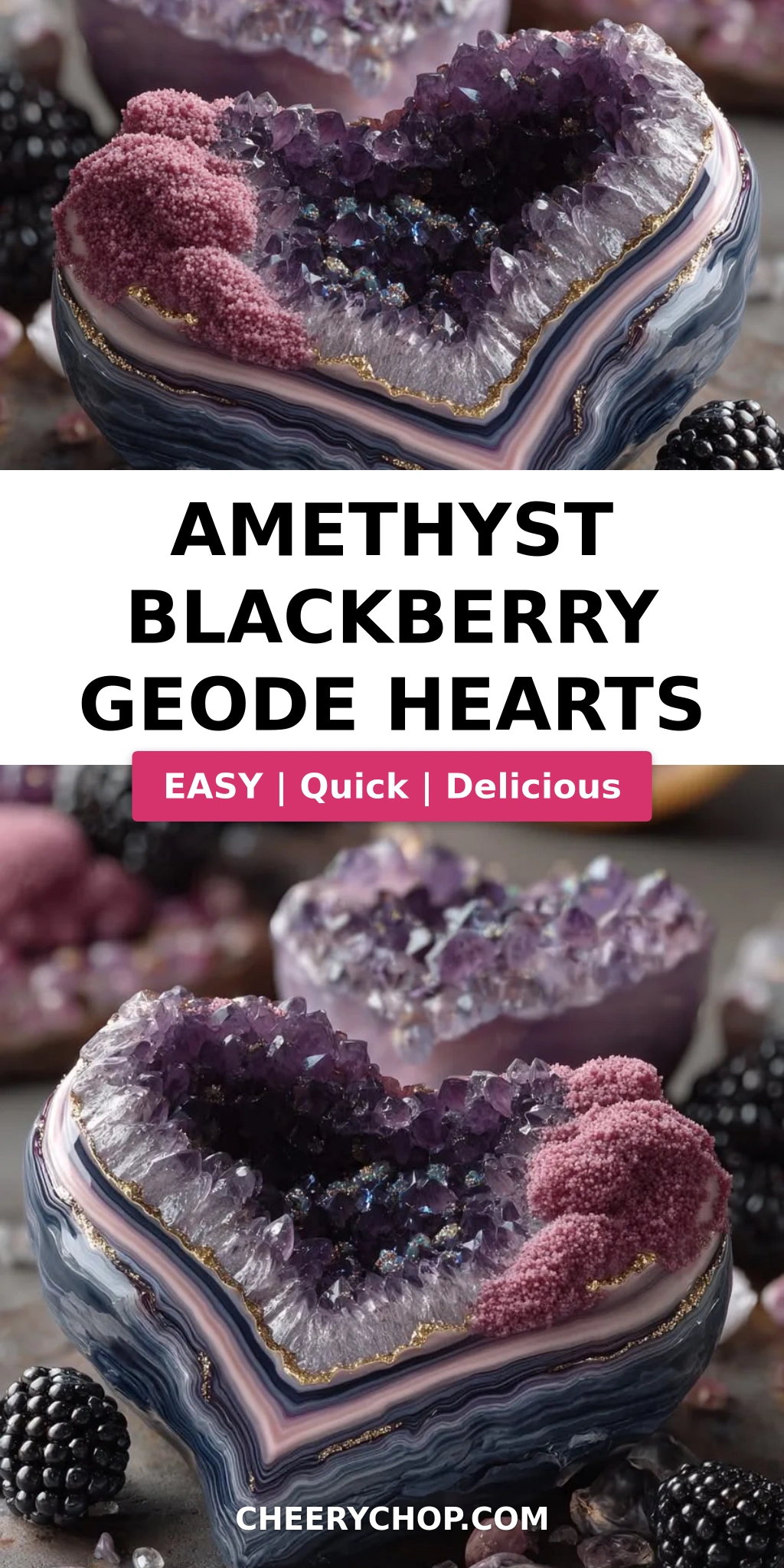 Amethyst Blackberry Geode Hearts